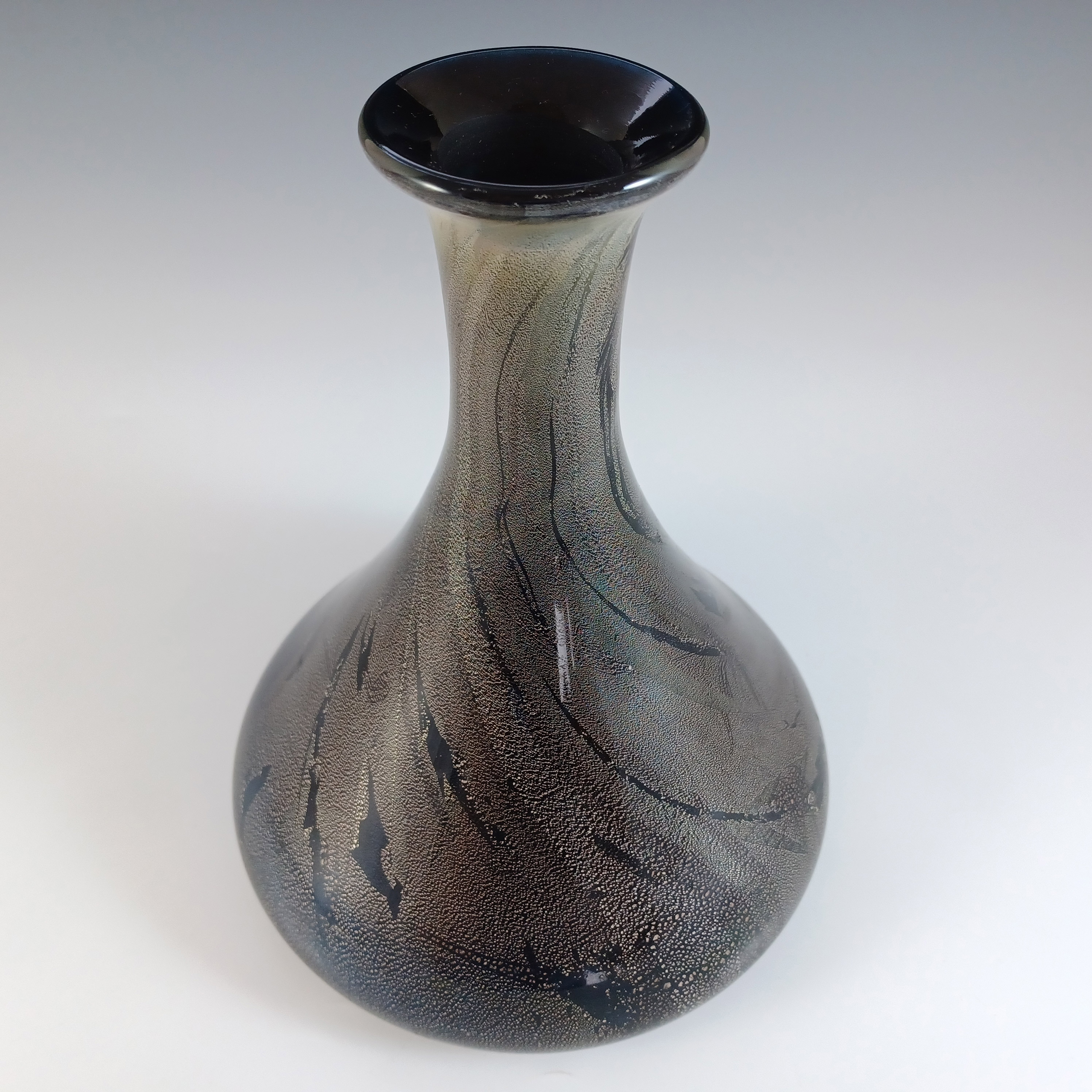 (image for) Isle of Wight Studio / Harris 'Azurene Black' Glass Bottle/Vase - Marked - Click Image to Close