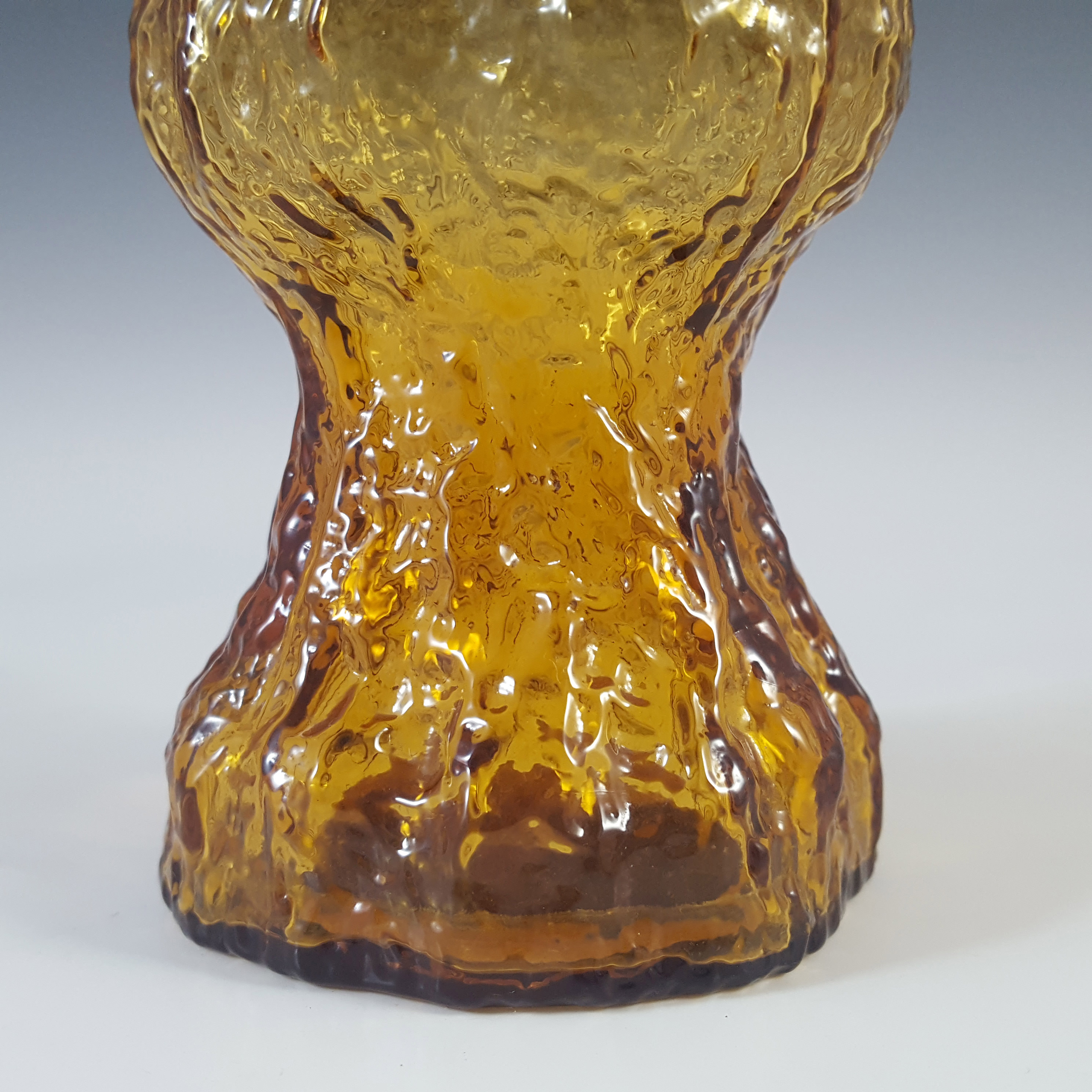 (image for) Japanese Vintage Retro Bark Textured Amber Glass Vase - Click Image to Close