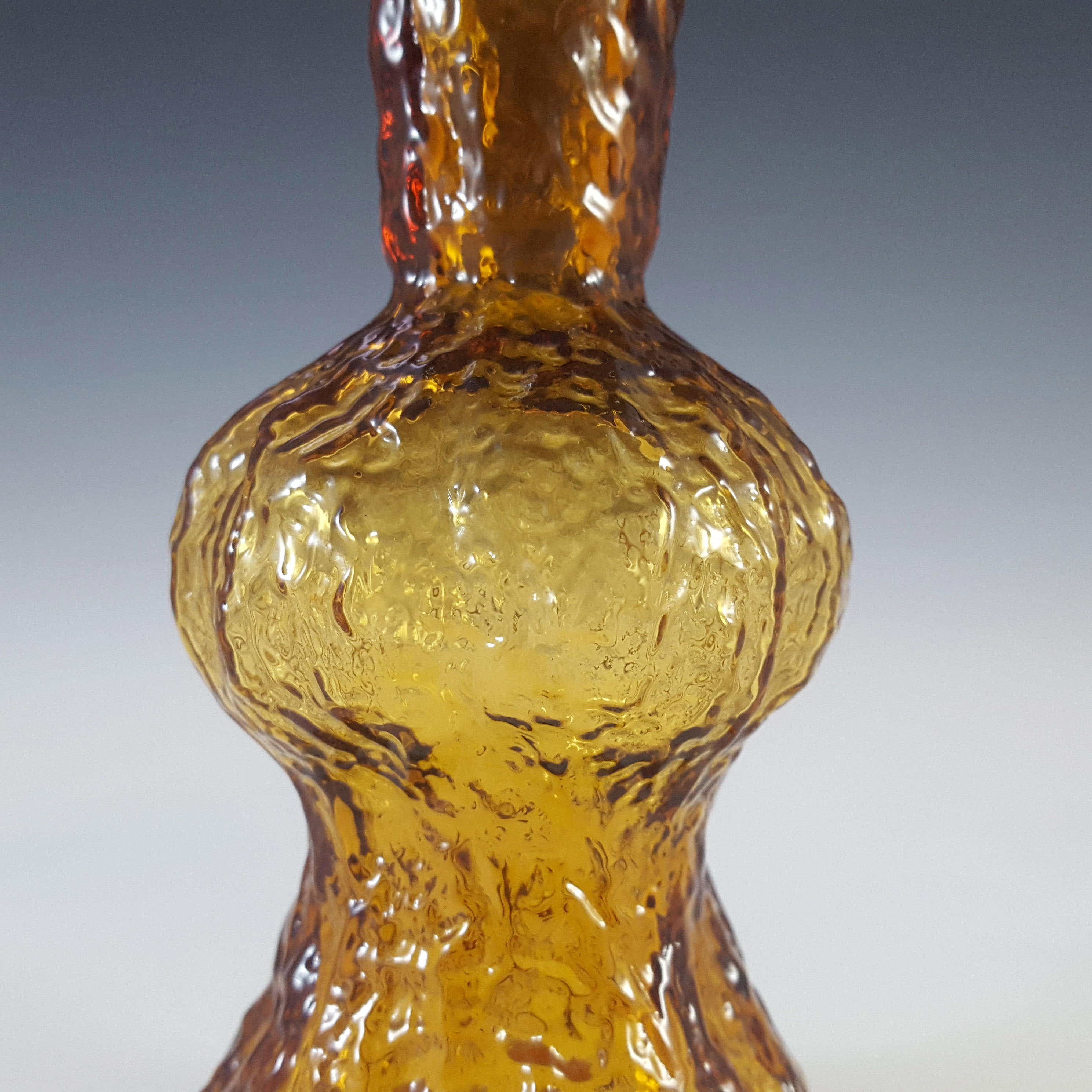 (image for) Japanese Vintage Retro Bark Textured Amber Glass Vase - Click Image to Close