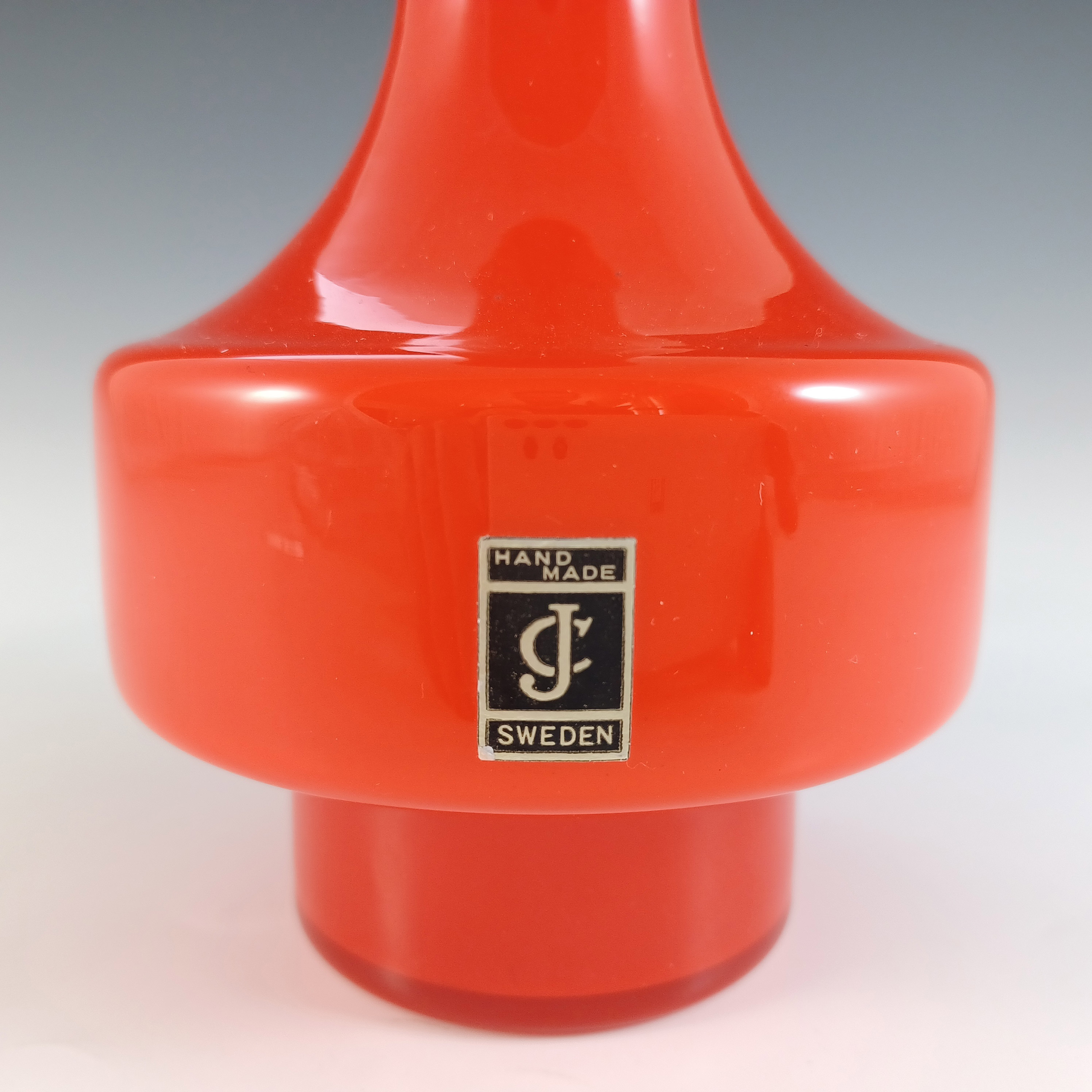 (image for) Lindshammar / JC 1970's Swedish Red Cased Glass Vase - Click Image to Close