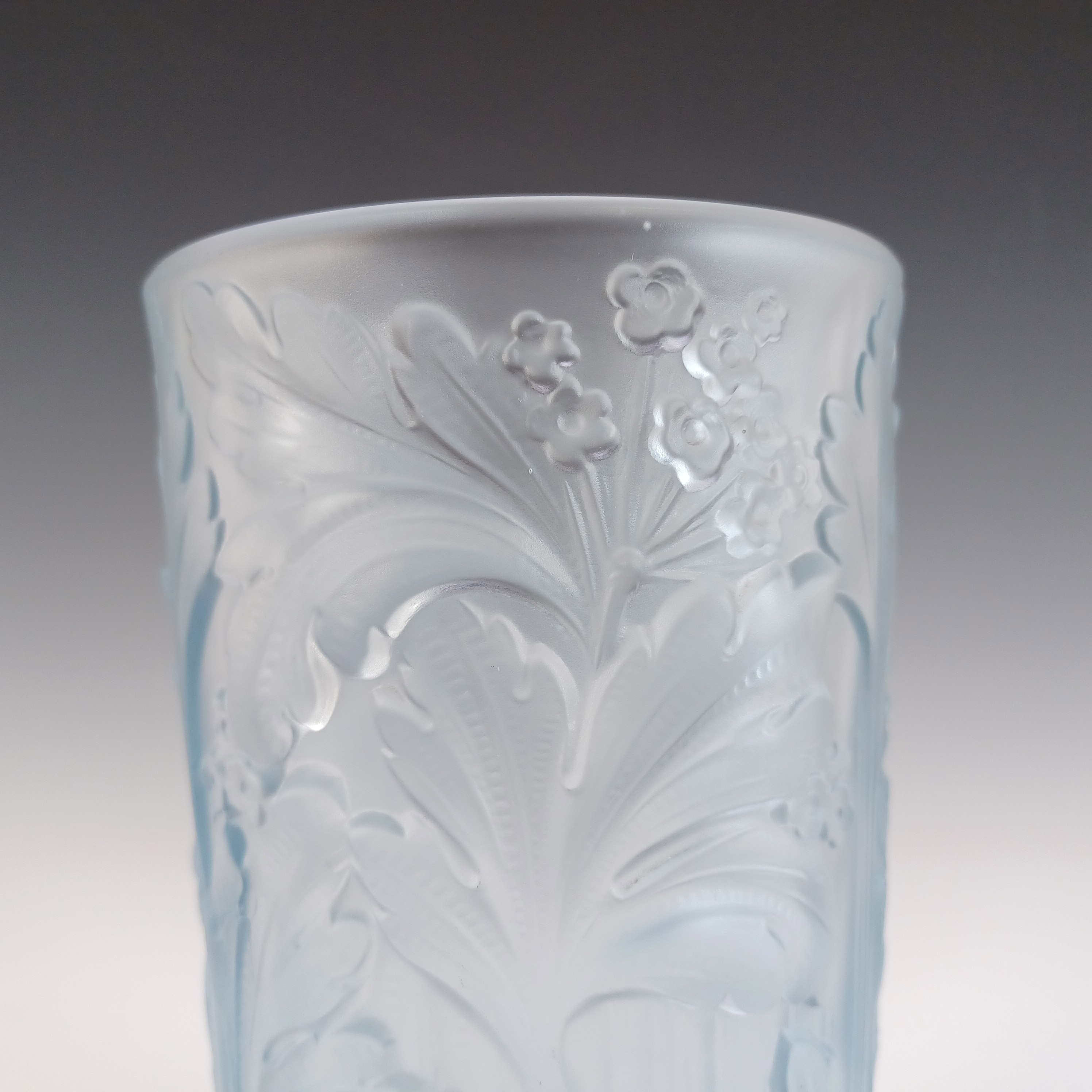 Jobling #11800 Vintage Blue Art Deco Glass Celery Vase - Click Image to Close