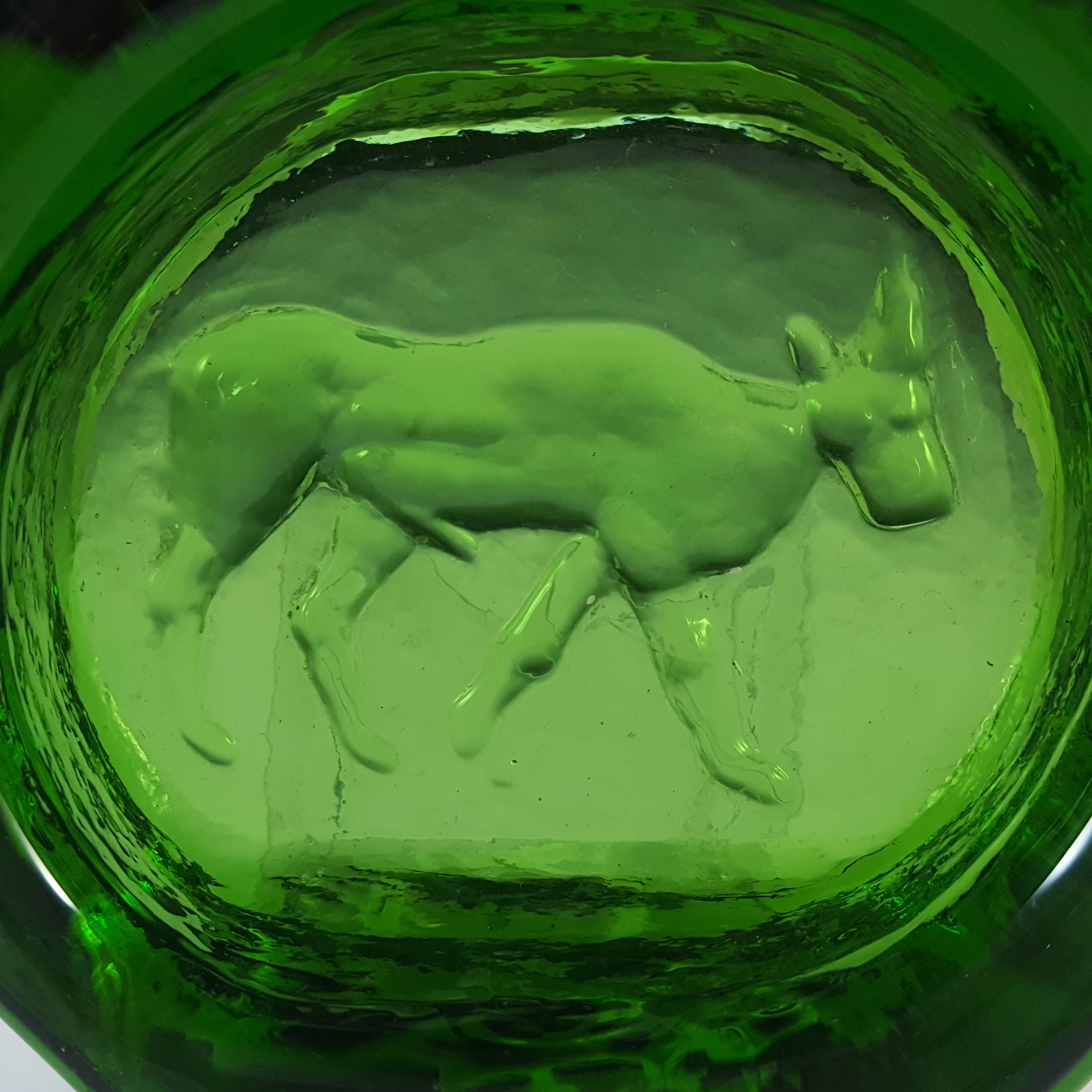 Boda 1960's Swedish Green Glass Bull Bowl by Erik Hoglund - Click Image to Close