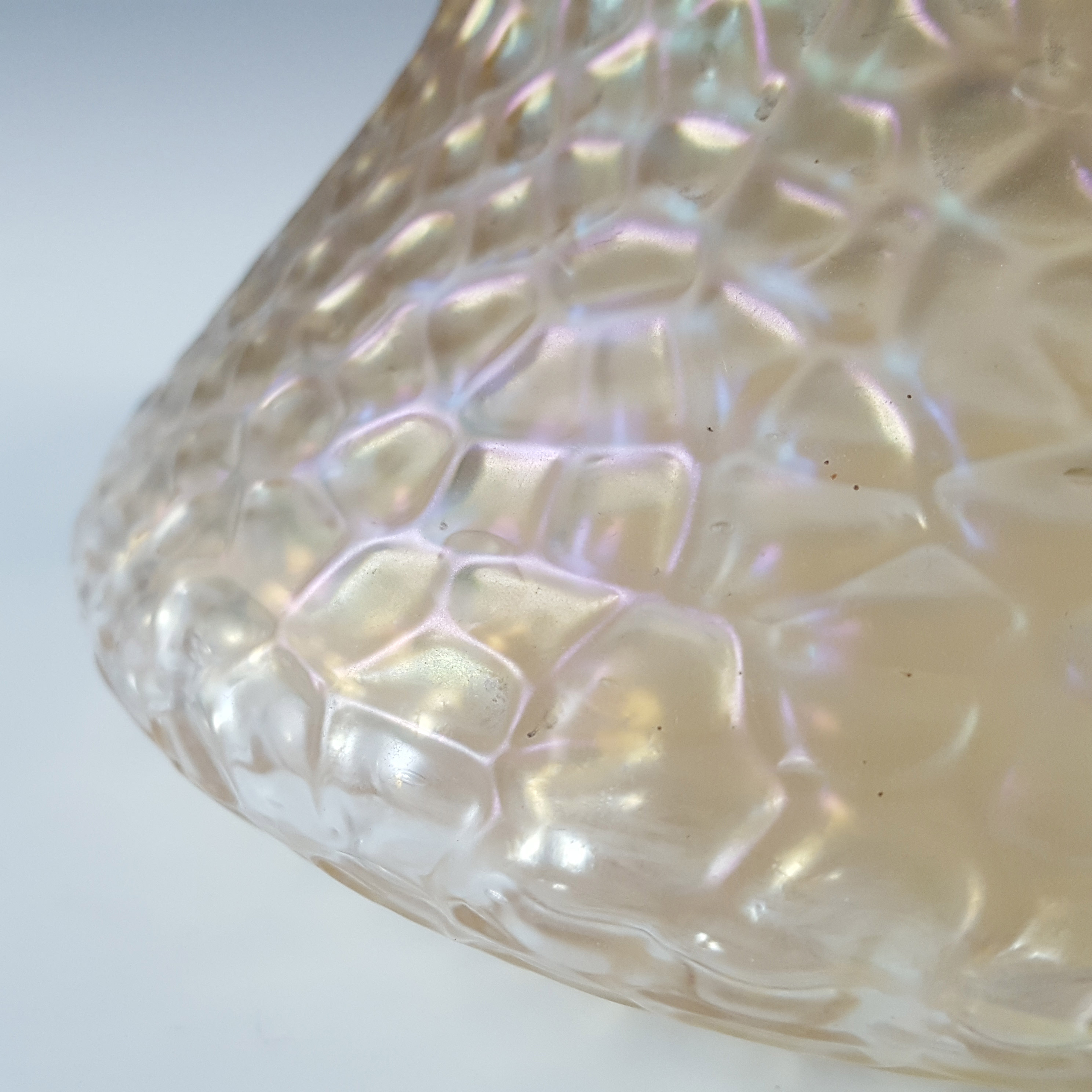 (image for) Kralik Art Nouveau Antique Iridescent Glass 'Martelé' Vase - Click Image to Close