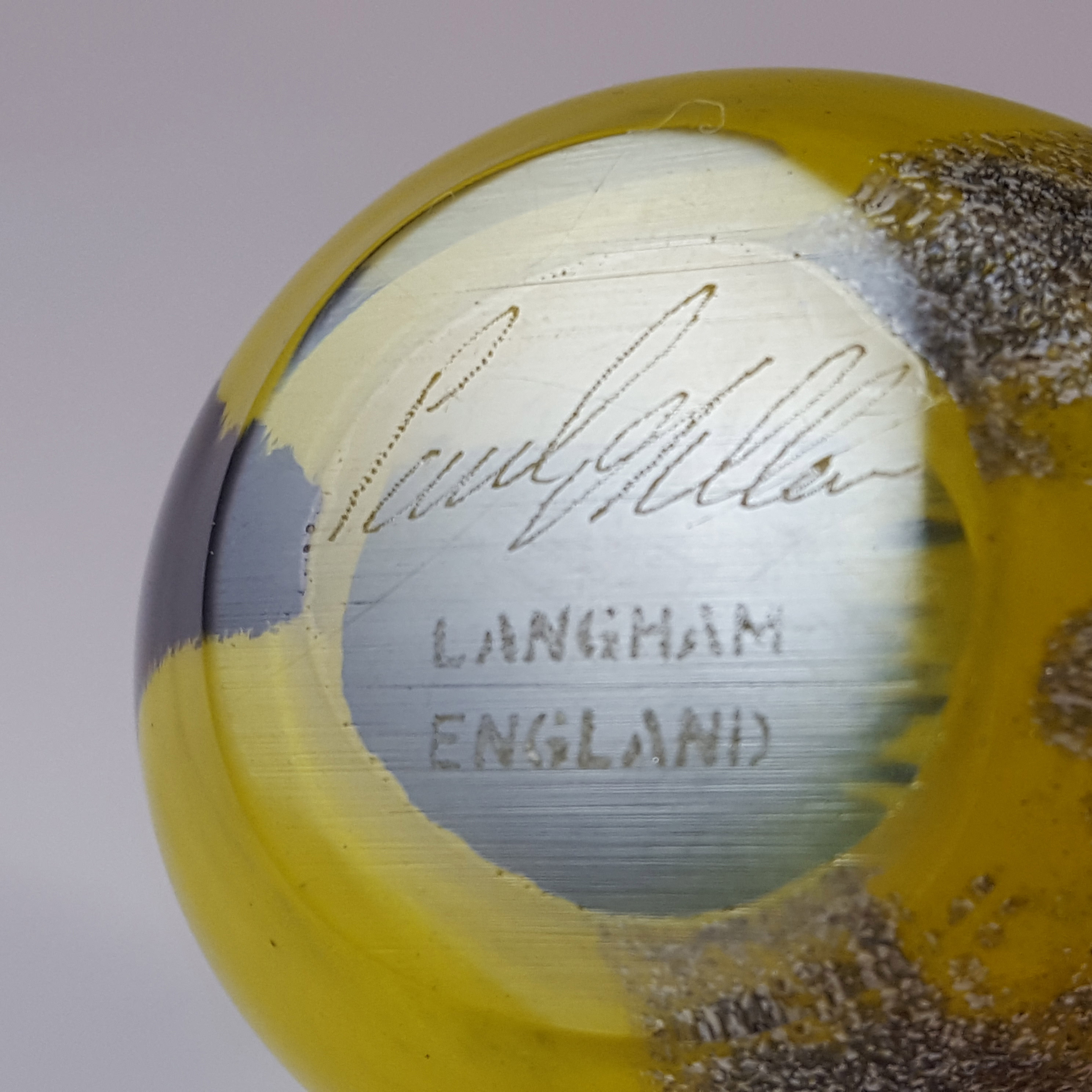 Langham Yellow & Black Glass 'Great Tit' Bird - Signed & Marked - Click Image to Close