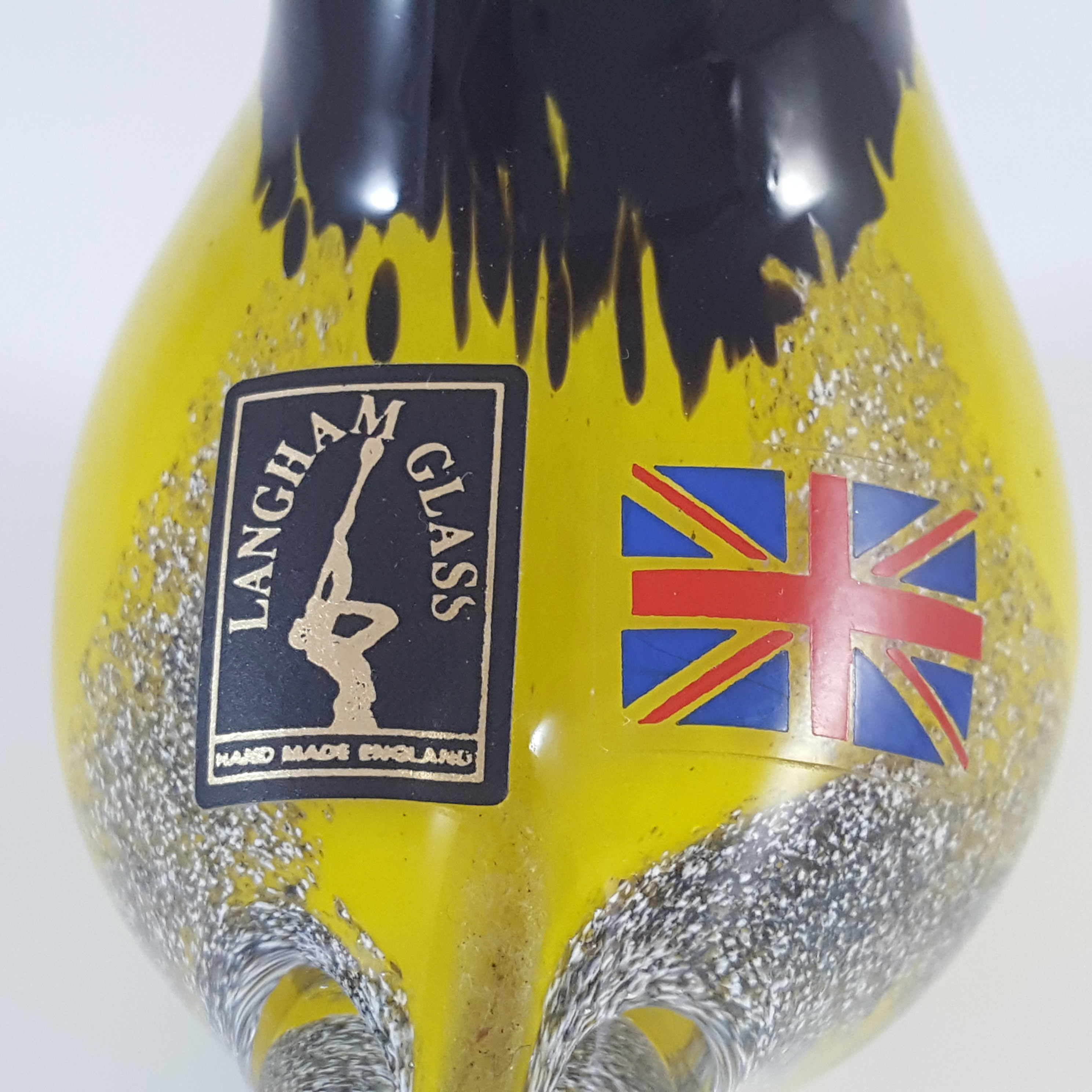 (image for) Langham Yellow & Black Glass 'Great Tit' Bird - Signed & Marked - Click Image to Close