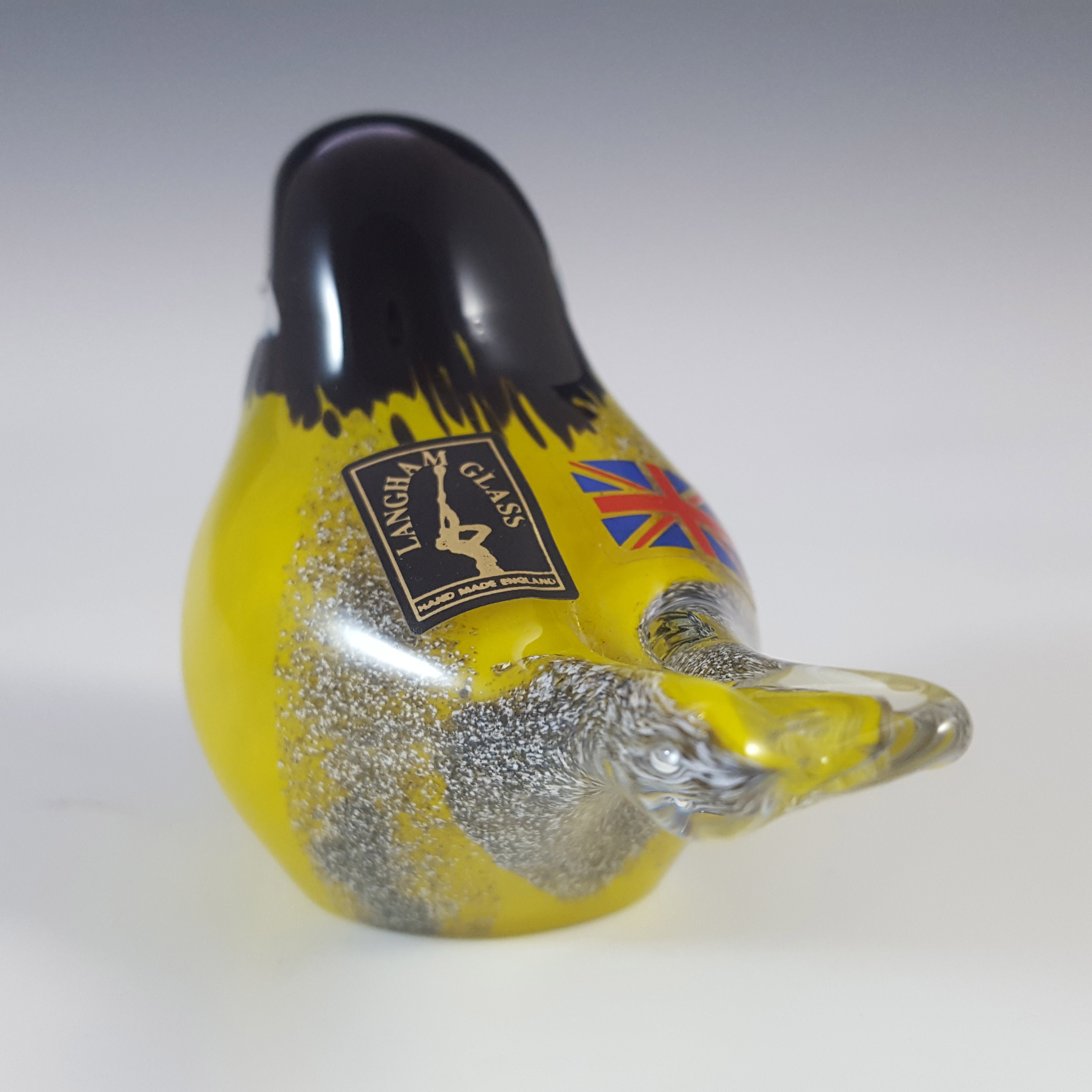 Langham Yellow & Black Glass 'Great Tit' Bird - Signed & Marked - Click Image to Close