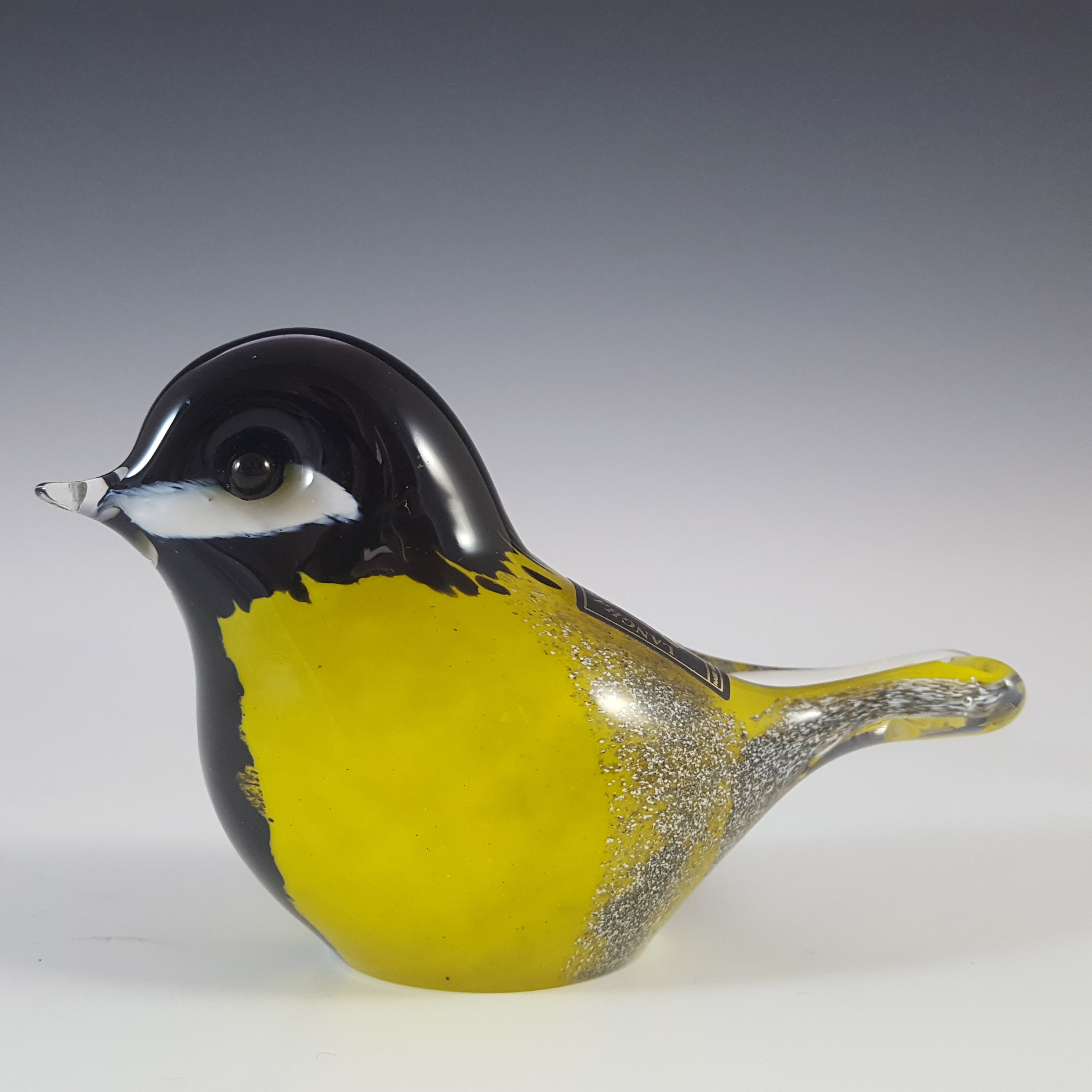 (image for) Langham Yellow & Black Glass 'Great Tit' Bird - Signed & Marked - Click Image to Close