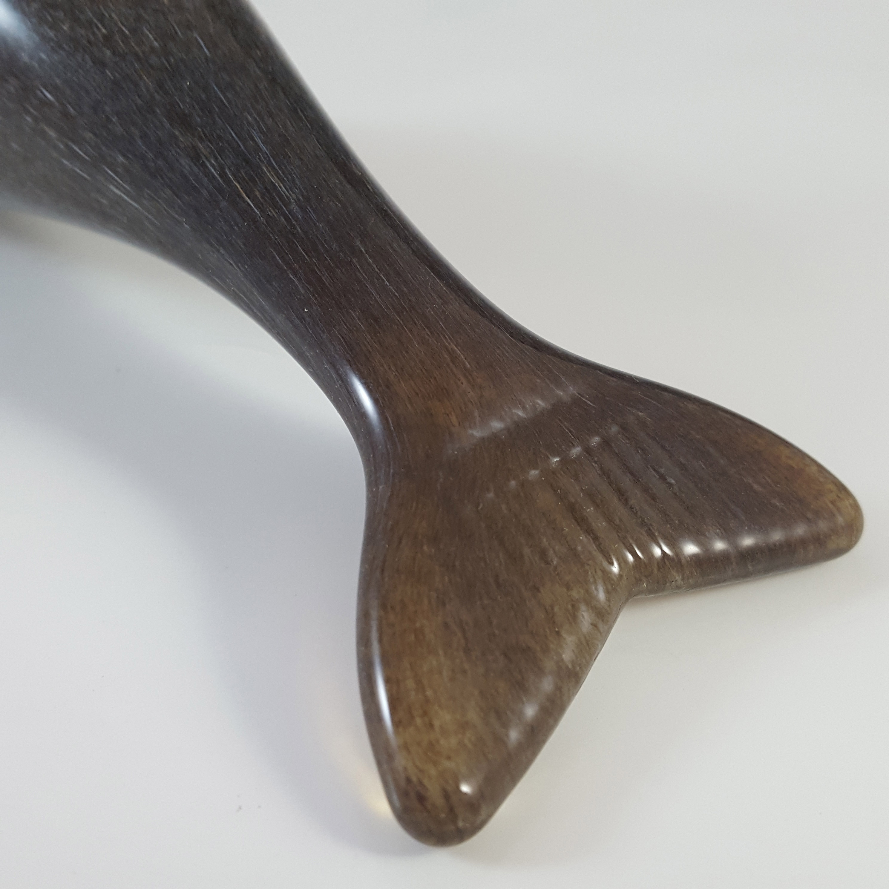 SIGNED Langham Vintage Speckled Grey Glass Dolphin Sculpture - Click Image to Close