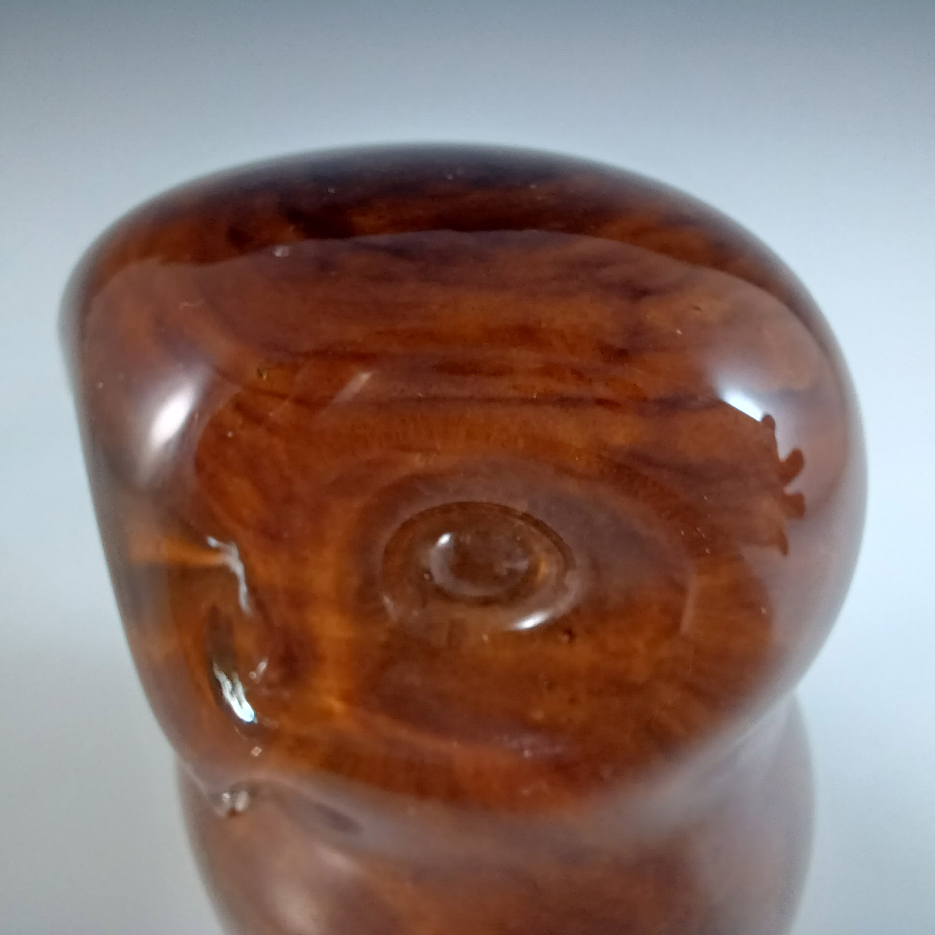 (image for) LABELLED Langham British Vintage Brown Glass Owl - Click Image to Close