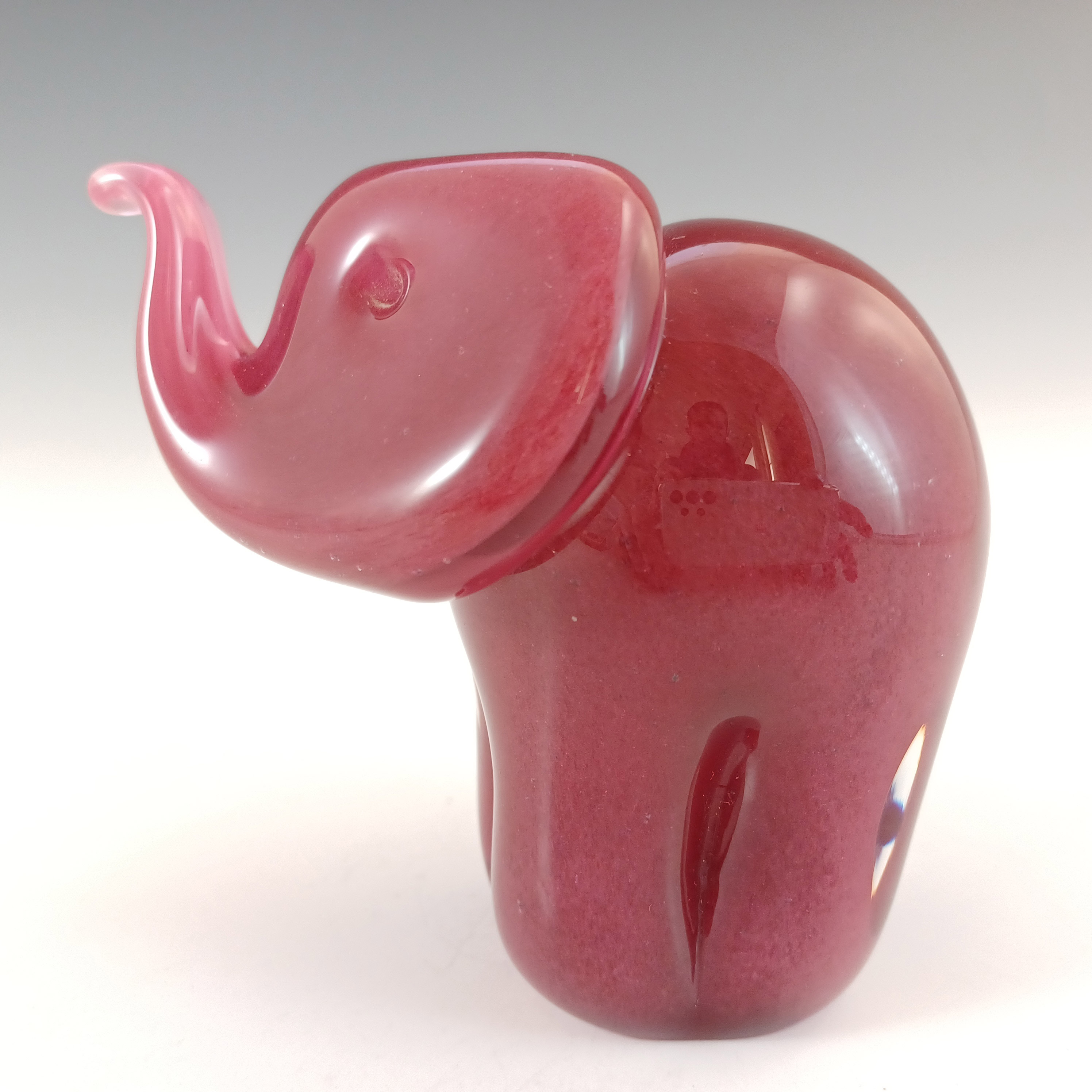 Langham Pink Glass Vintage Elephant Sculpture - Marked - Click Image to Close