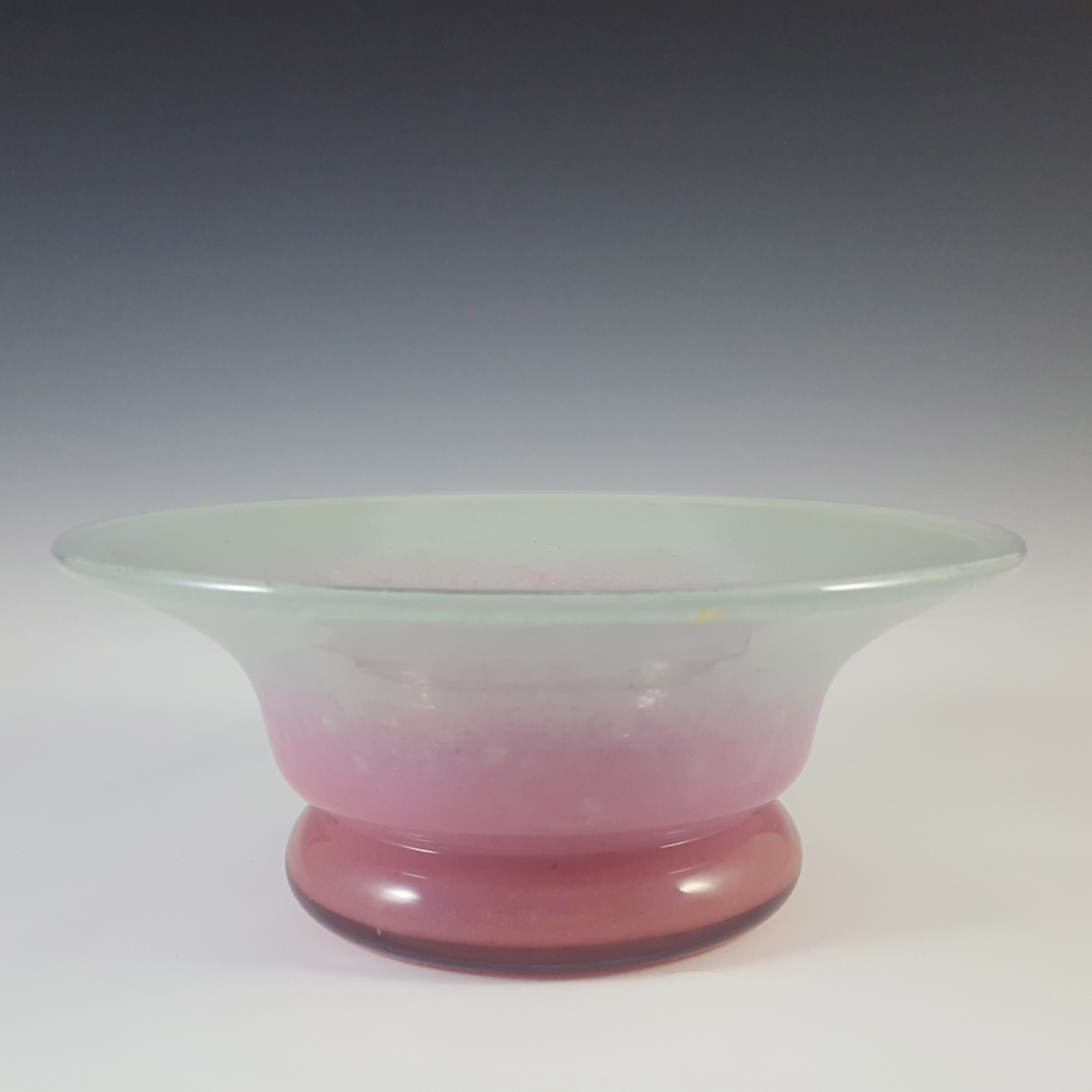 (image for) SIGNED Vasart Large Pink & Green Mottled Glass Bowl B016 - Click Image to Close