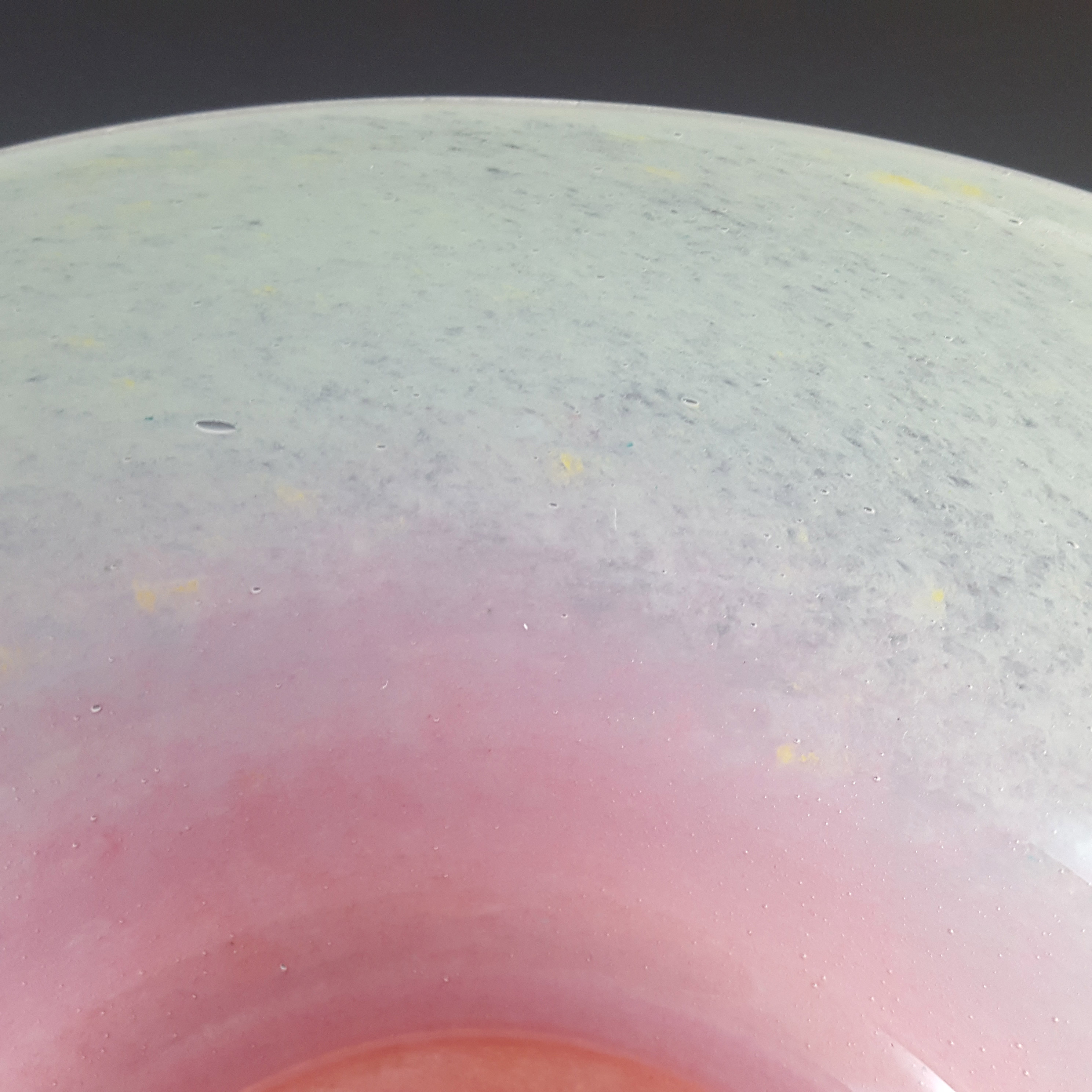(image for) SIGNED Vasart Large Pink & Green Mottled Glass Bowl B016 - Click Image to Close