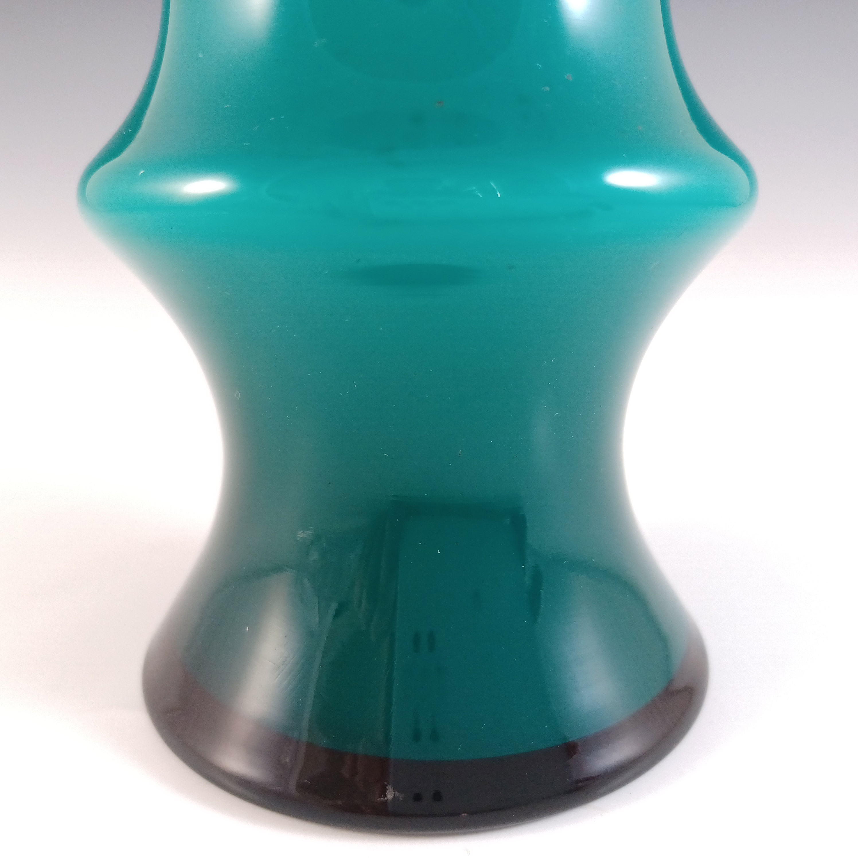 (image for) Swedish / Scandinavian Turquoise Opal Cased Hooped Glass Vase - Click Image to Close