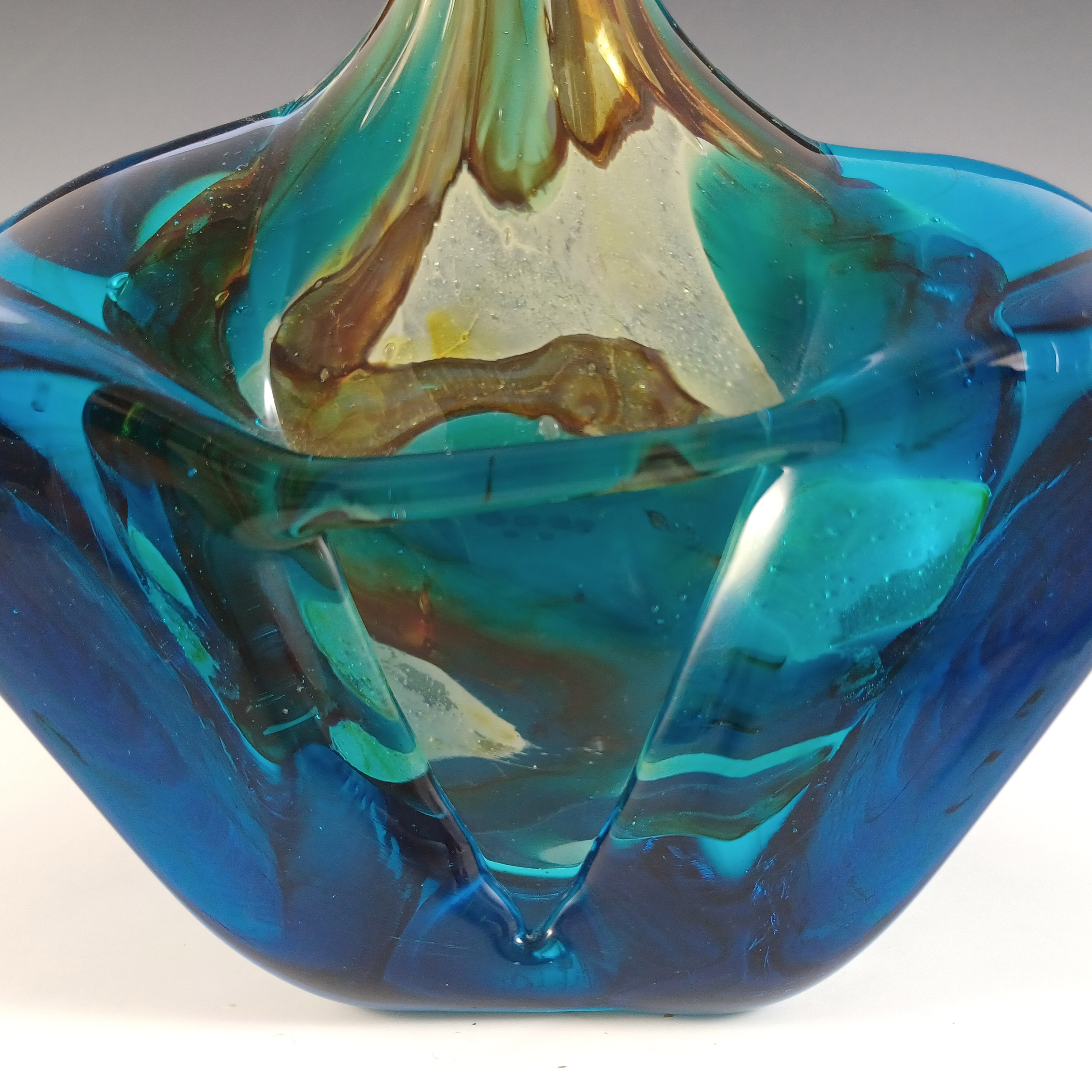 Mdina 'Tiger' Maltese Glass 'Fish' / 'Axe Head' Vase - Signed 1978 - Click Image to Close