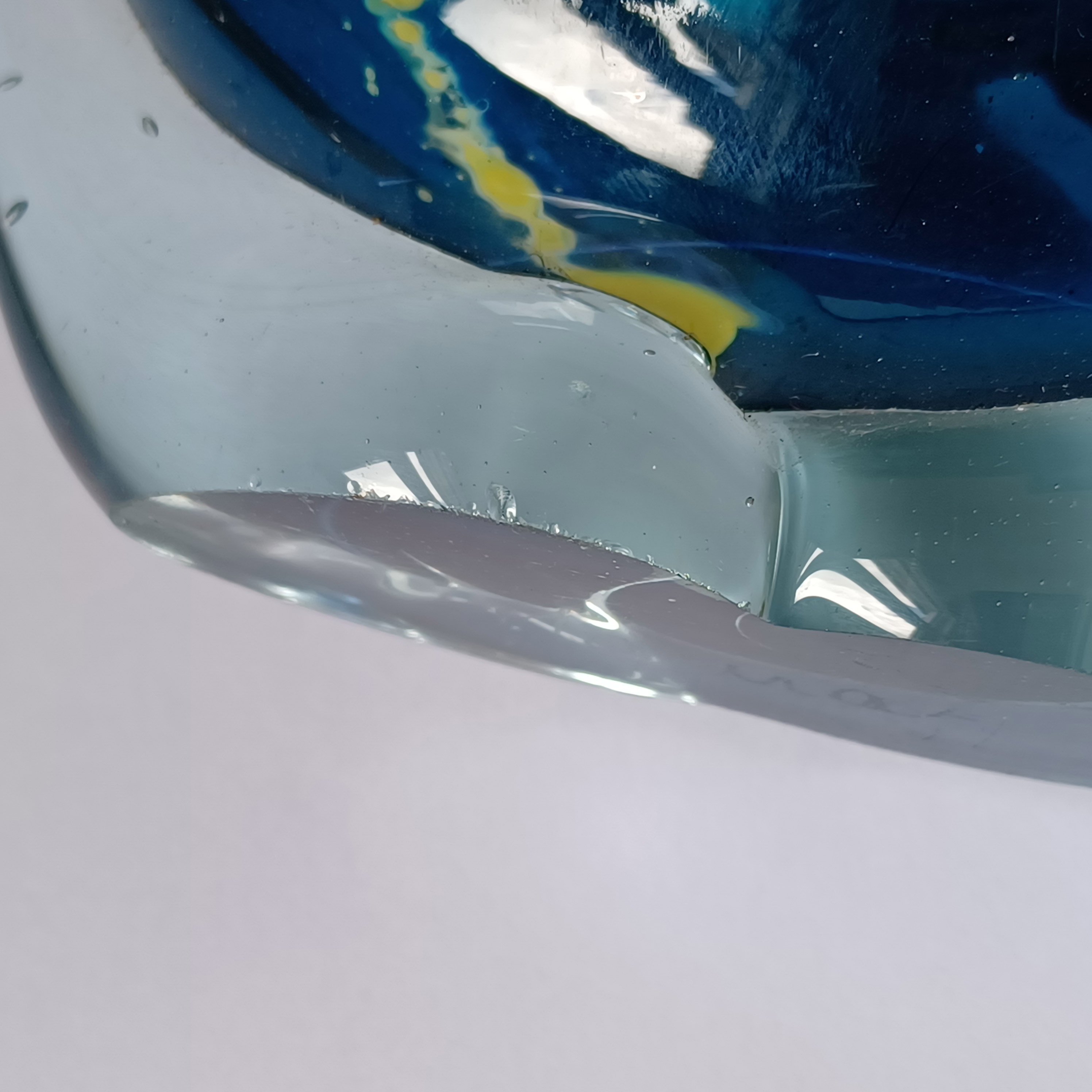 (image for) Mdina 'Blue Summer' Maltese Glass 'Side Stripe' Vase - Signed - Click Image to Close
