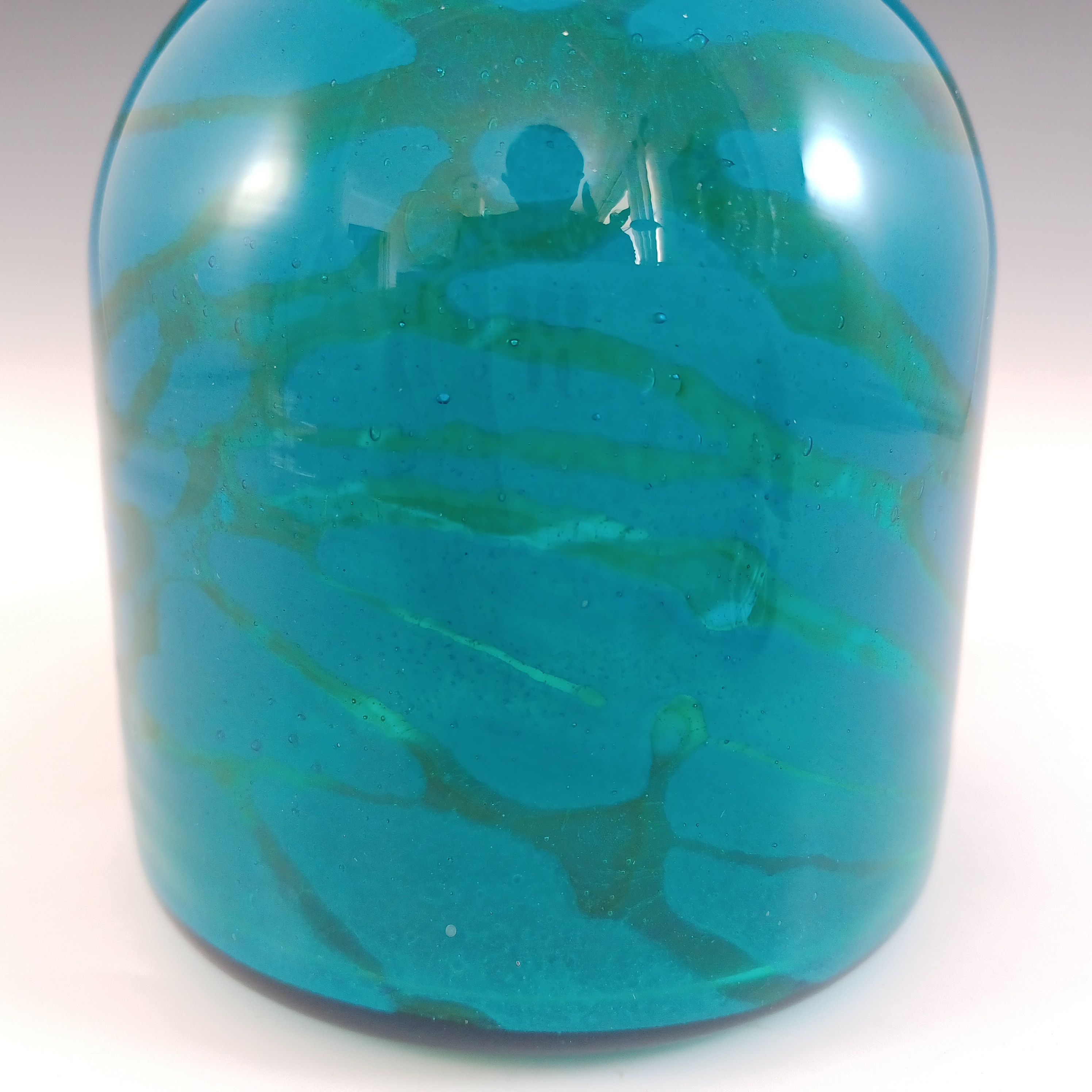 (image for) Mdina 'Ming' Maltese Blue & Green Glass Bottle Vase - Signed - Click Image to Close