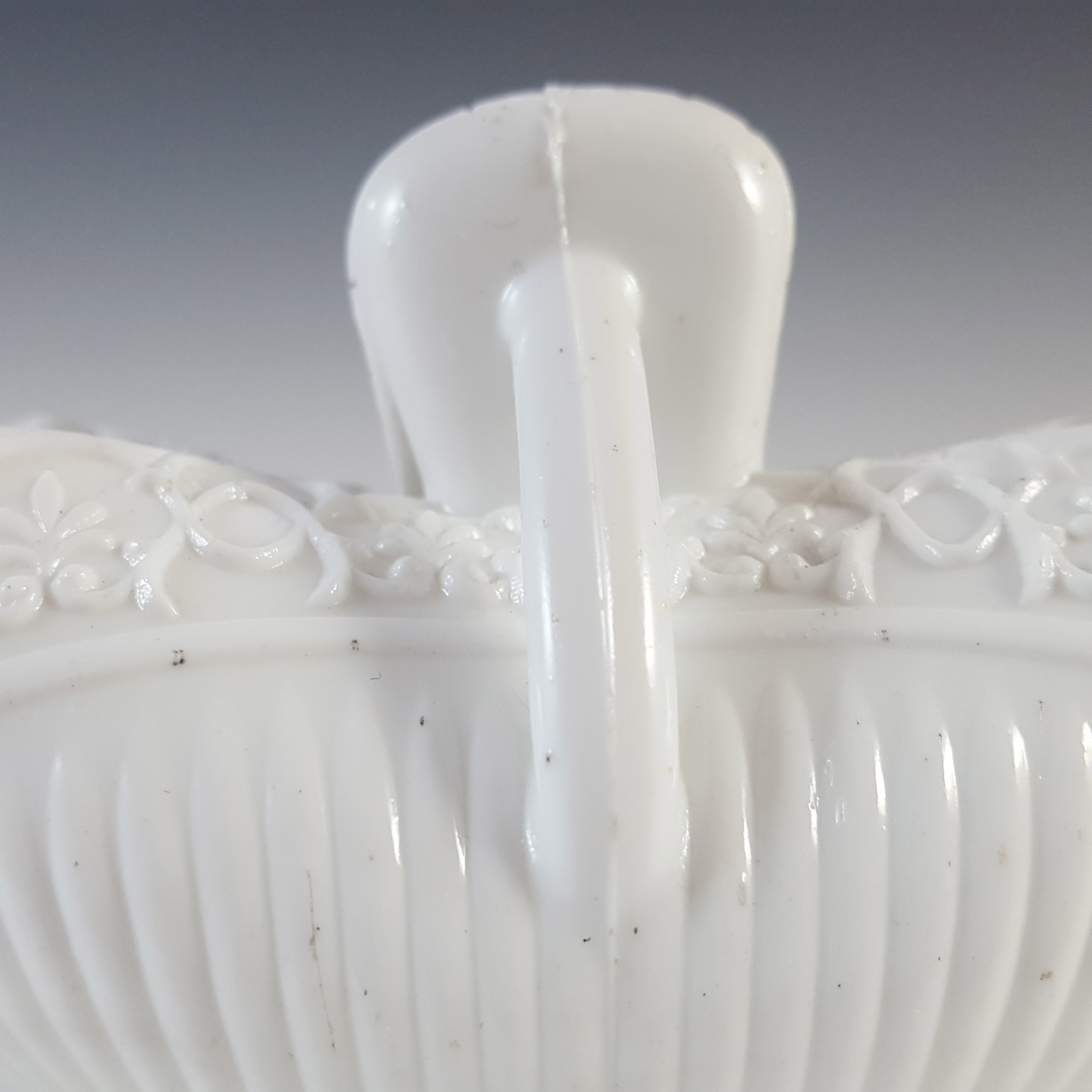 MARKED Sowerby #1403½ Victorian White Milk Glass Basket Bowl - Click Image to Close