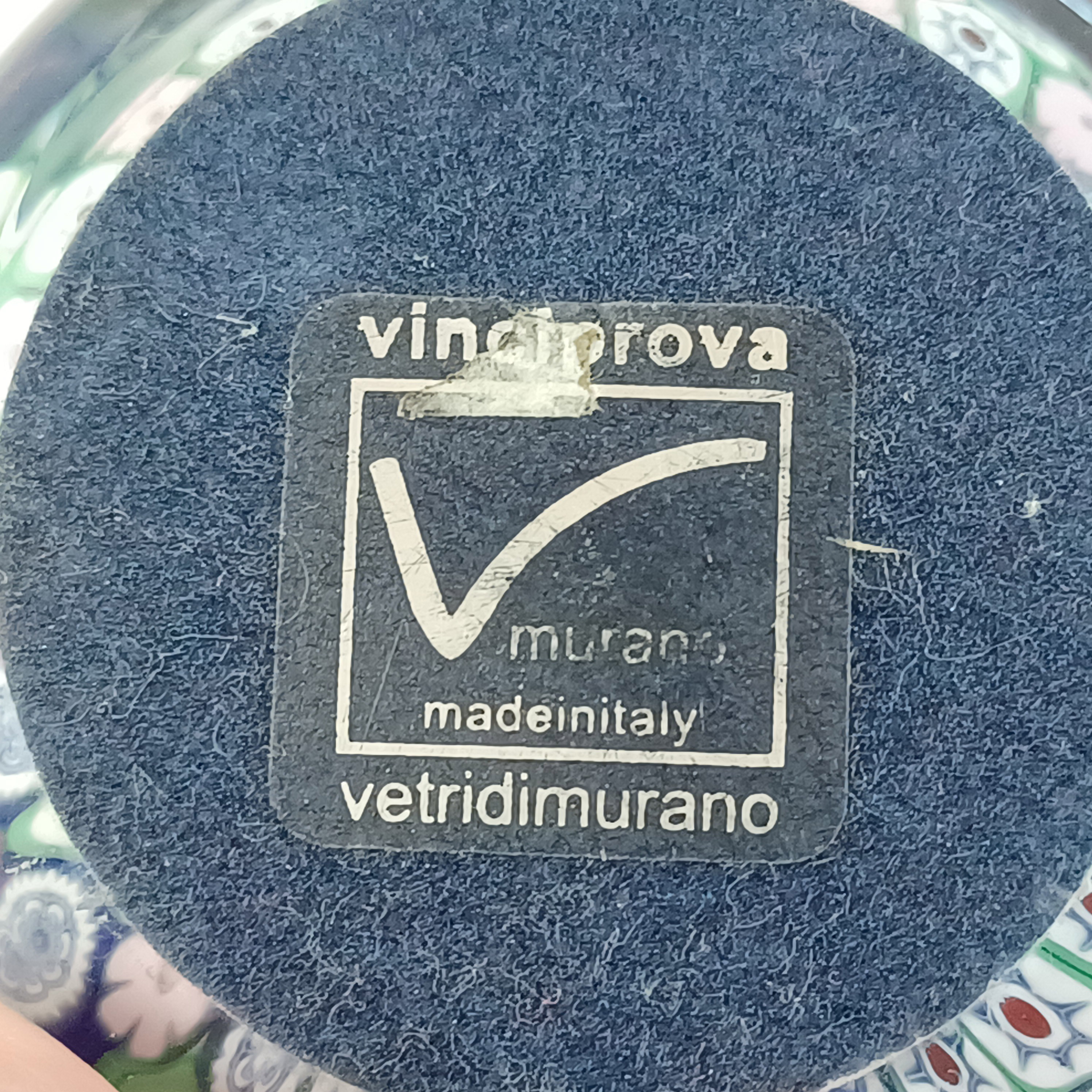 (image for) LABELLED Vinciprova Murano Millefiori Glass Vintage Paperweight - Click Image to Close