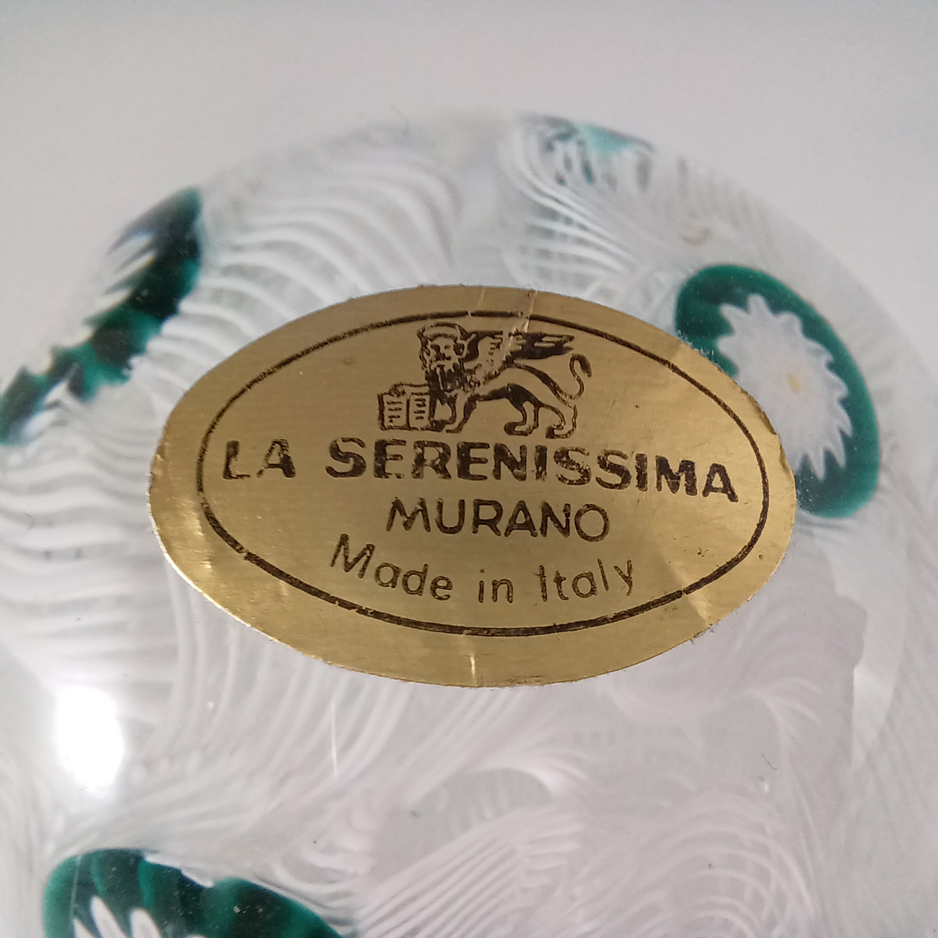 (image for) LABELLED La Serenissima Murano Millefiori Glass Vintage Paperweight - Click Image to Close