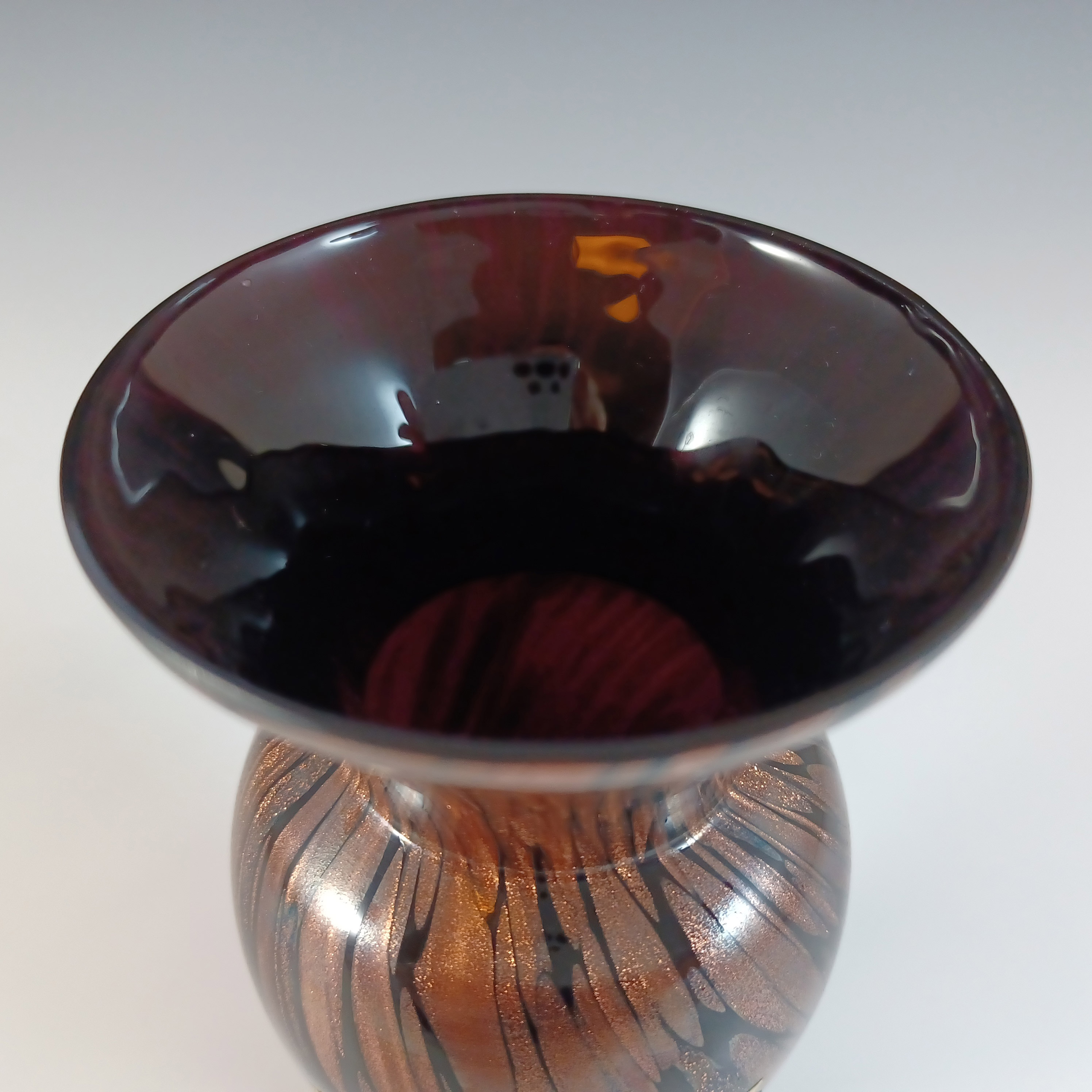 (image for) LABELLED V Nason Murano Aventurine Glass Vintage Vase - Click Image to Close