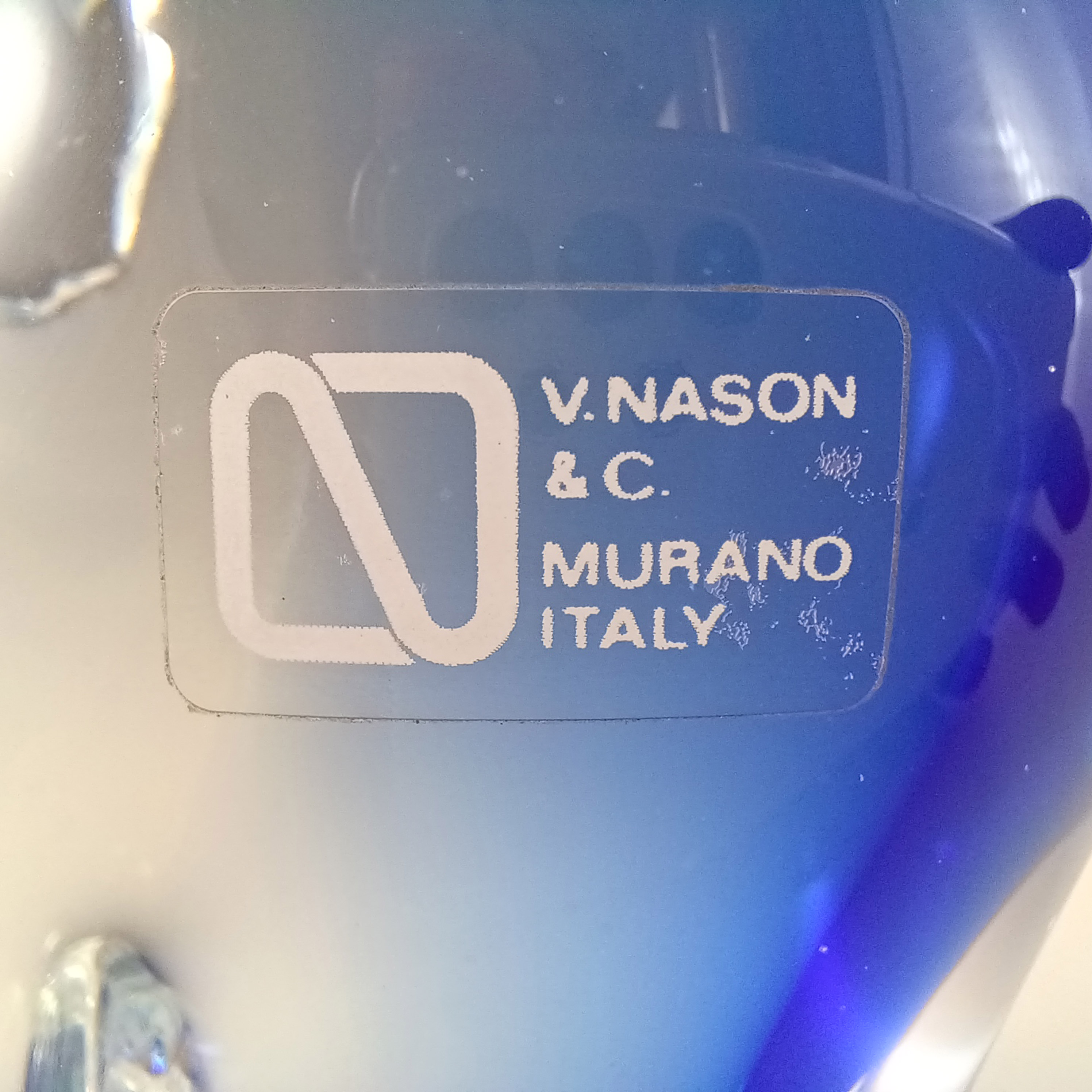LARGE V. Nason & Co Murano Blue Glass Elephant Sculpture - Click Image to Close