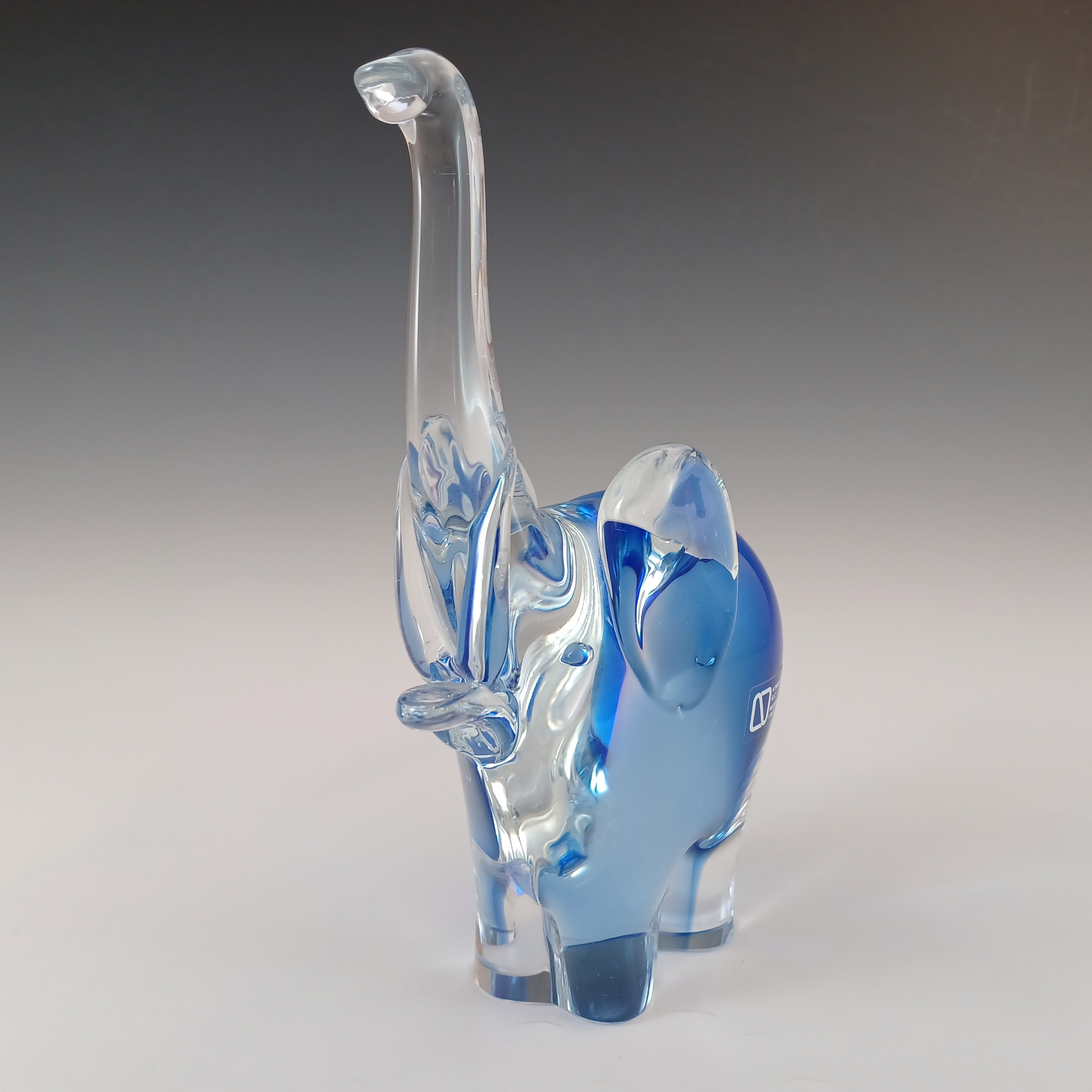 LARGE V. Nason & Co Murano Blue Glass Elephant Sculpture - Click Image to Close