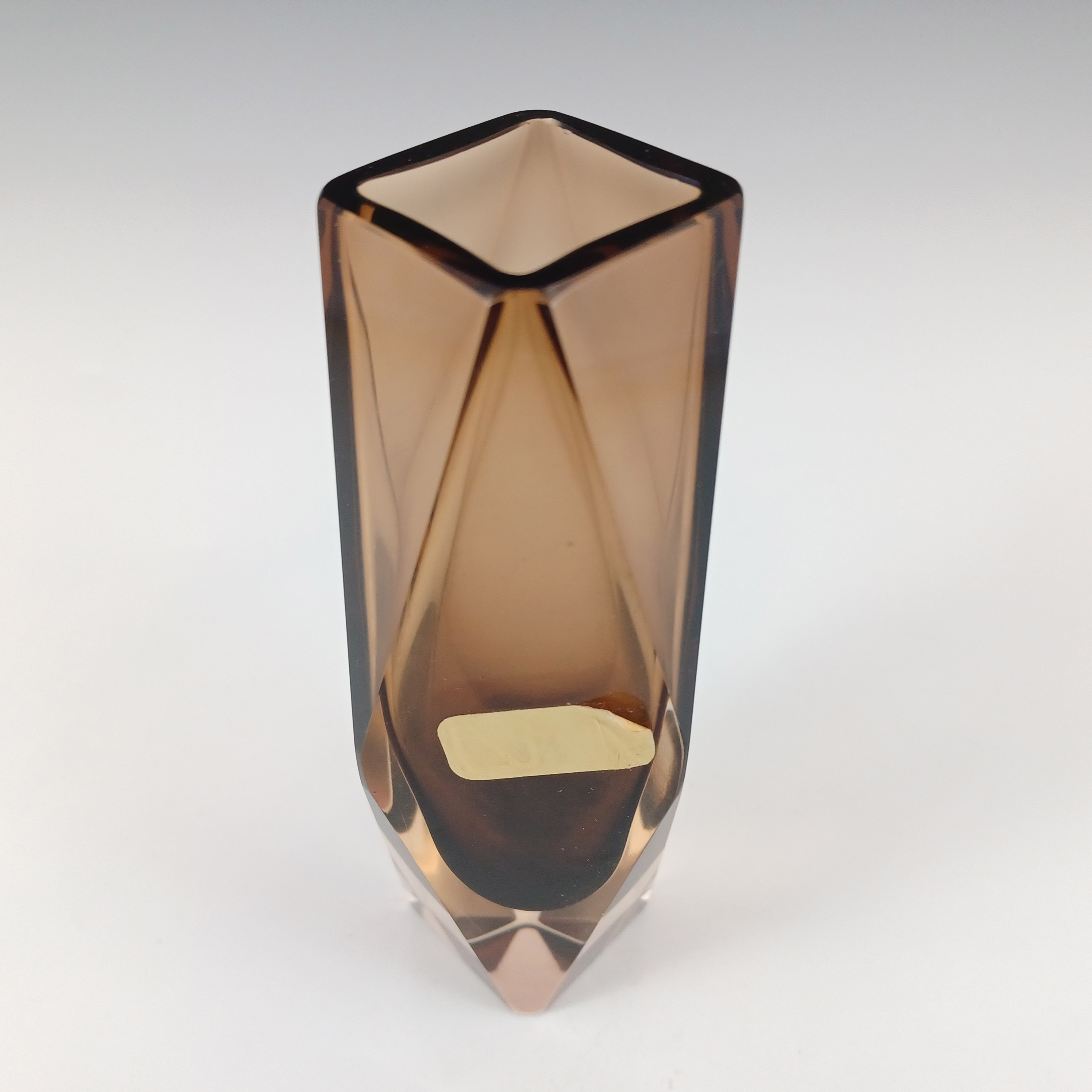 (image for) V Nason & C Murano Faceted Brown & Amber Sommerso Glass Vase - Click Image to Close