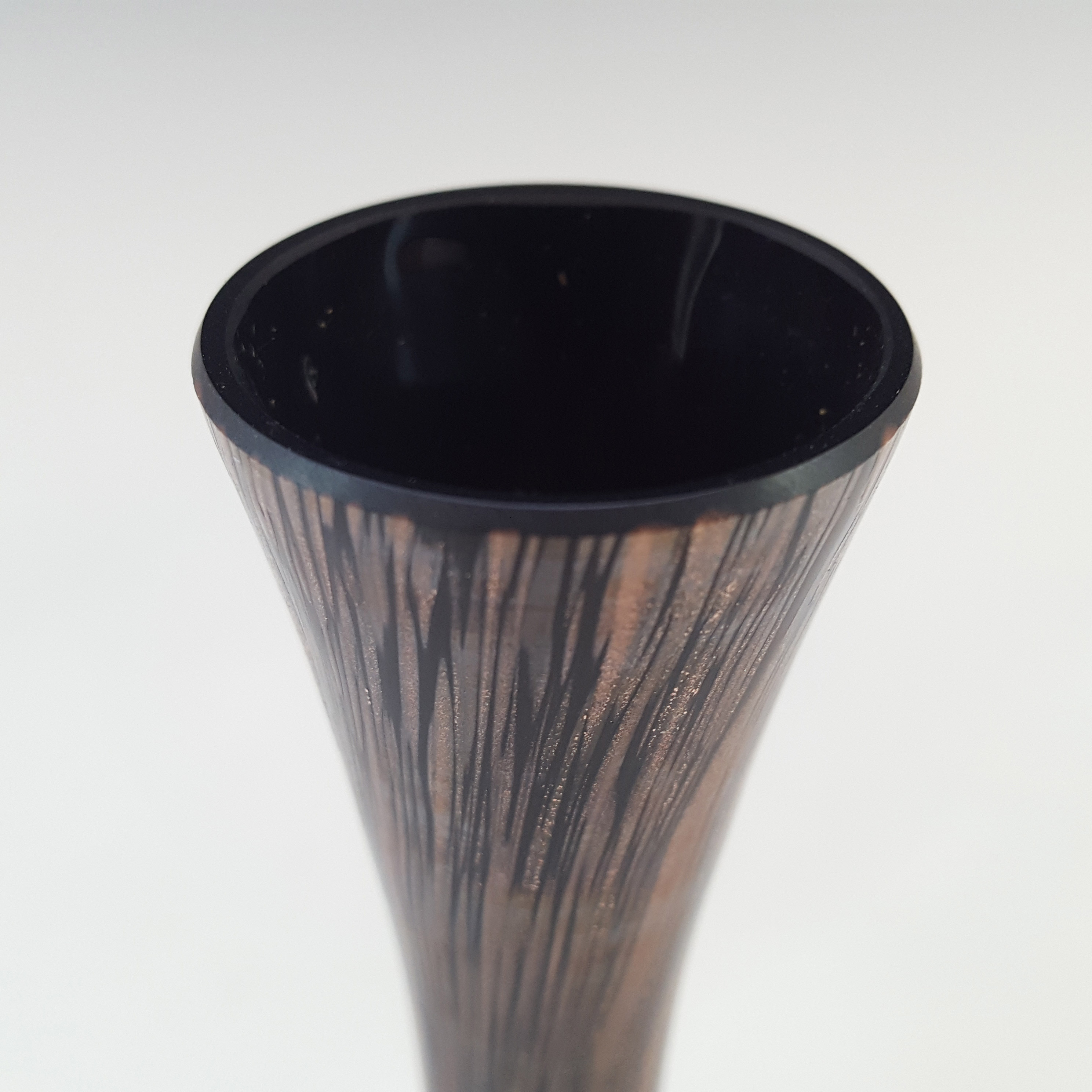 (image for) V Nason & C Murano Black Glass Copper Aventurine Vase - Click Image to Close