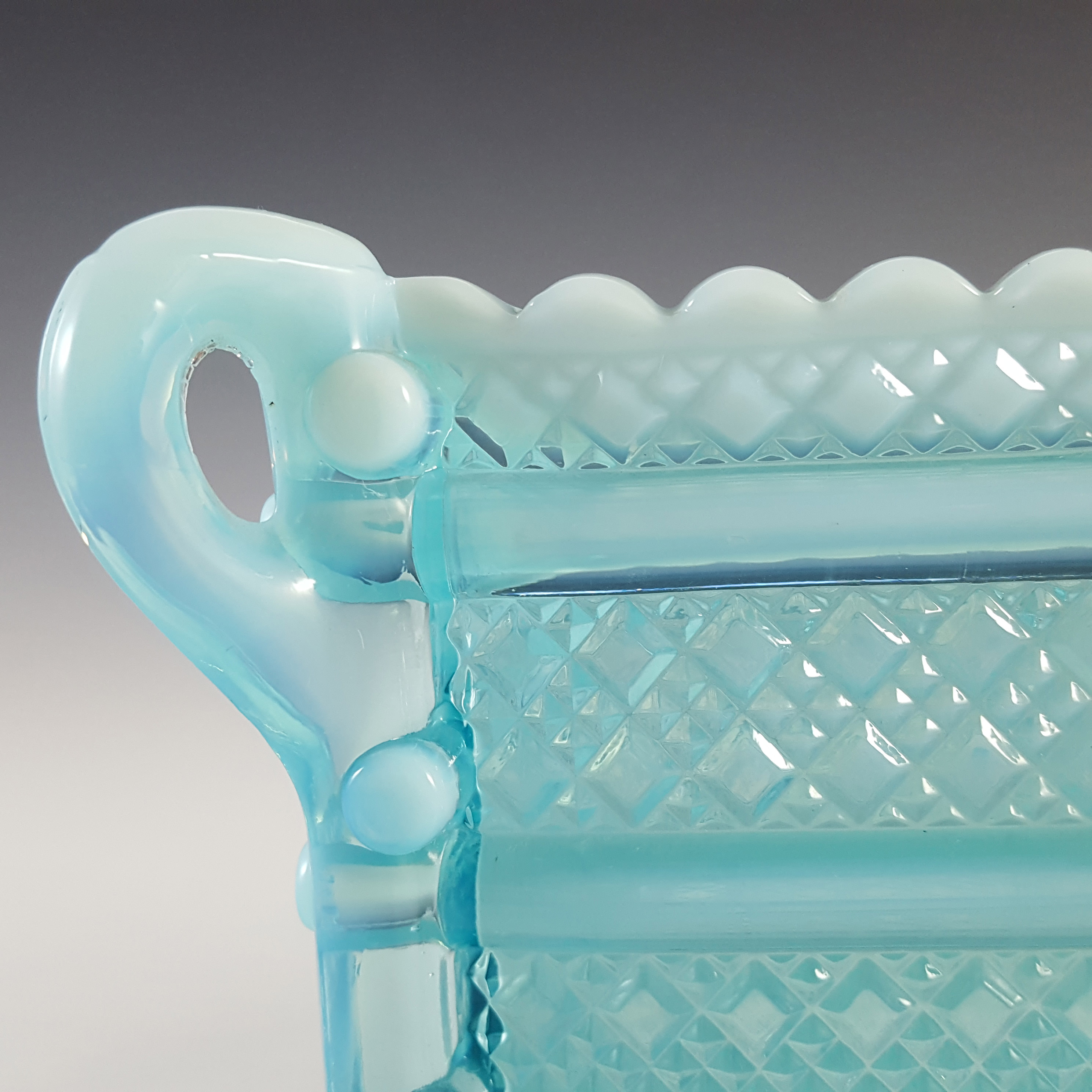 (image for) Davidson Victorian Blue Pearline Glass 'Richelieu' Vase - Click Image to Close