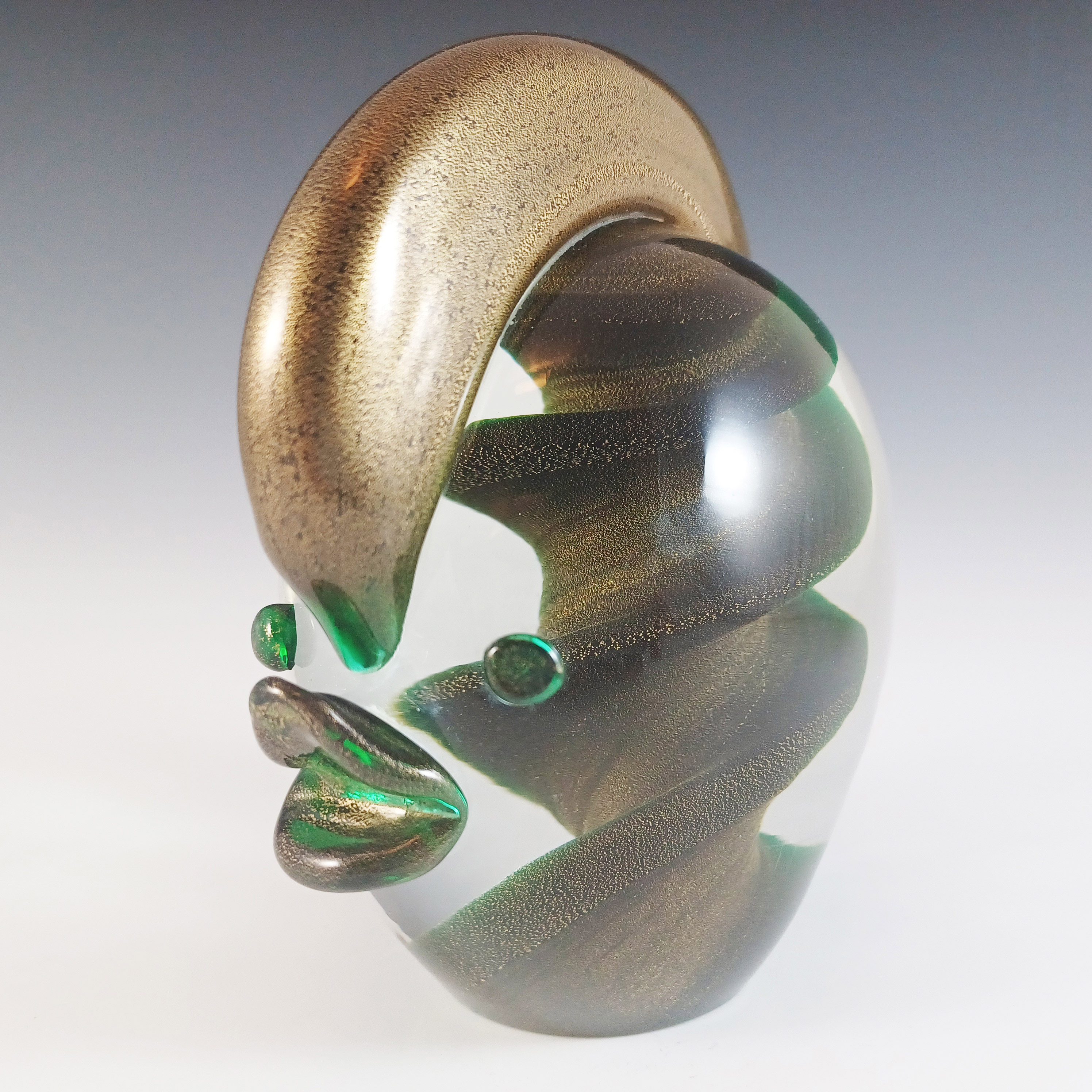 MARKED Gambaro & Poggi Murano Gold Leaf Glass Fish Sculpture - Click Image to Close