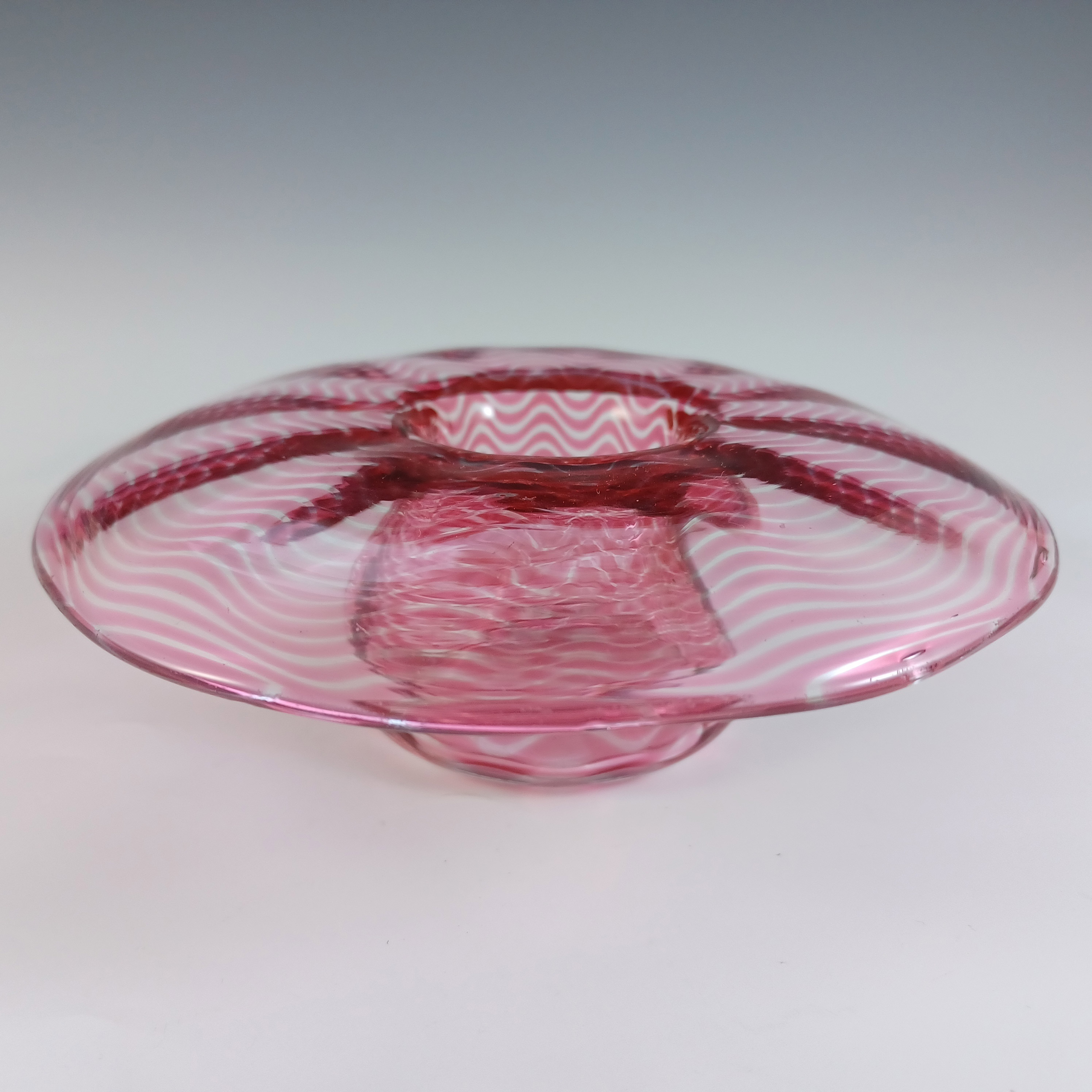 (image for) Stevens + Williams / Royal Brierley Pink Glass Trailed Posy Bowl - Click Image to Close