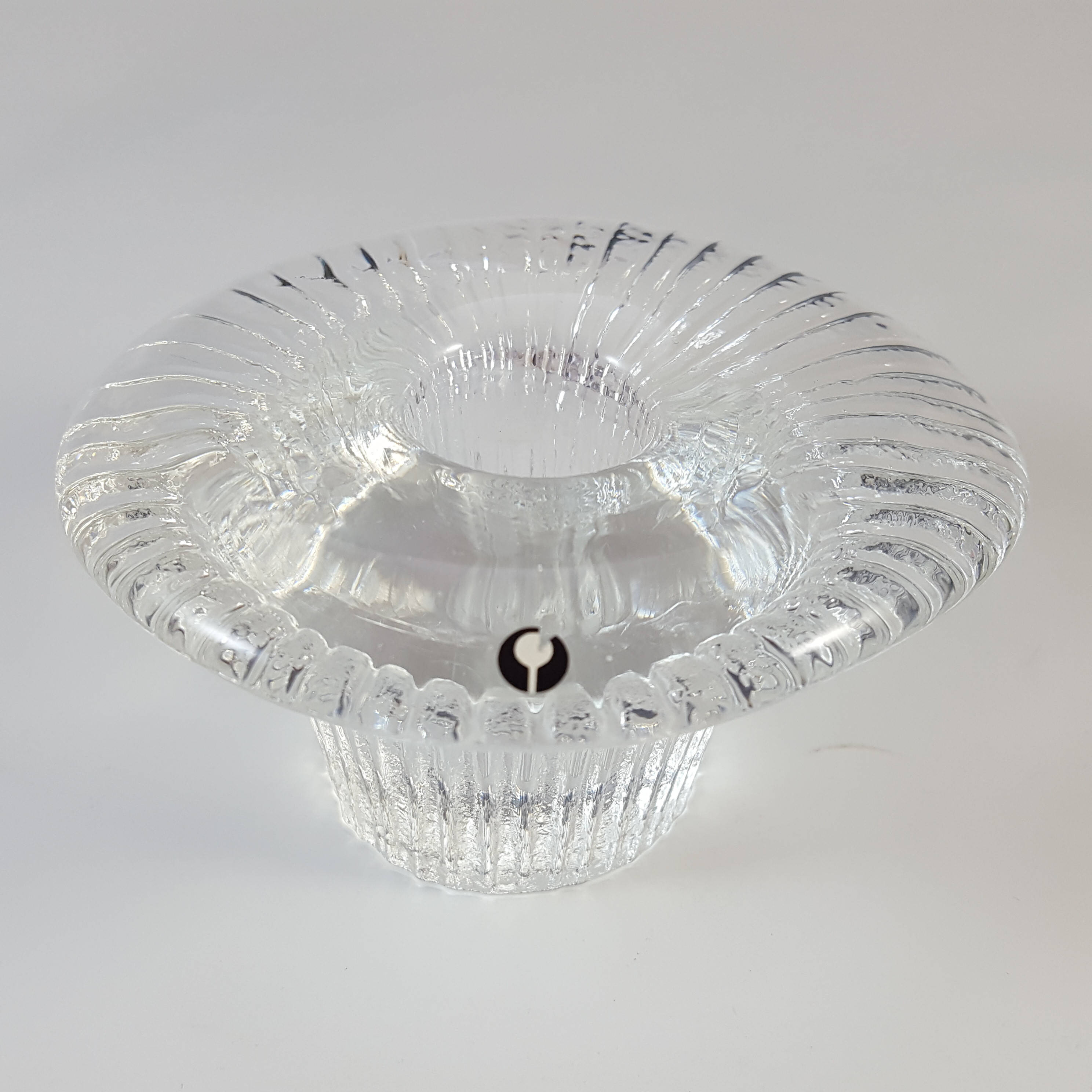 (image for) LABELLED Pukeberg Swedish Textured Glass Cupcake Candlestick - Click Image to Close
