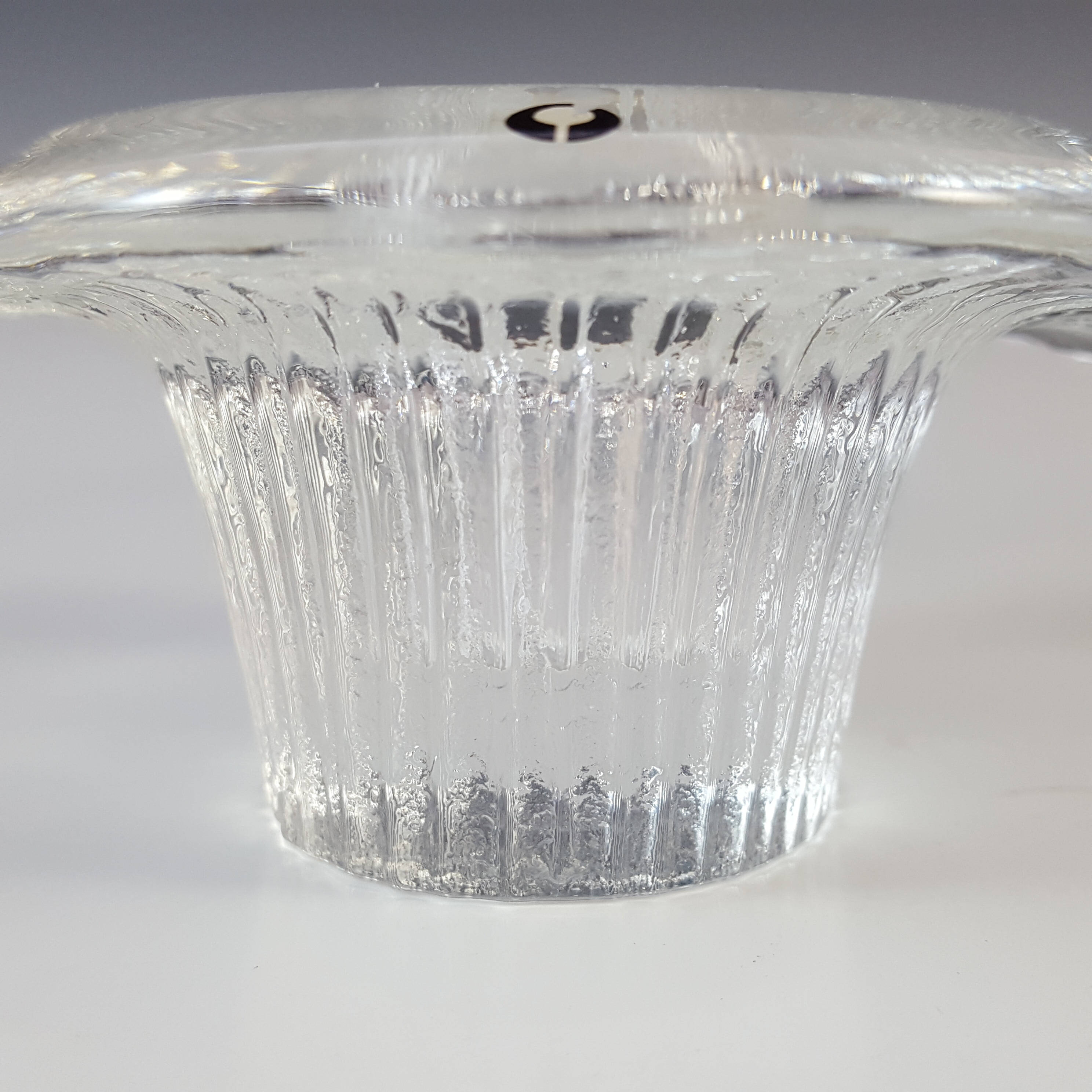 (image for) LABELLED Pukeberg Swedish Textured Glass Cupcake Candlestick - Click Image to Close