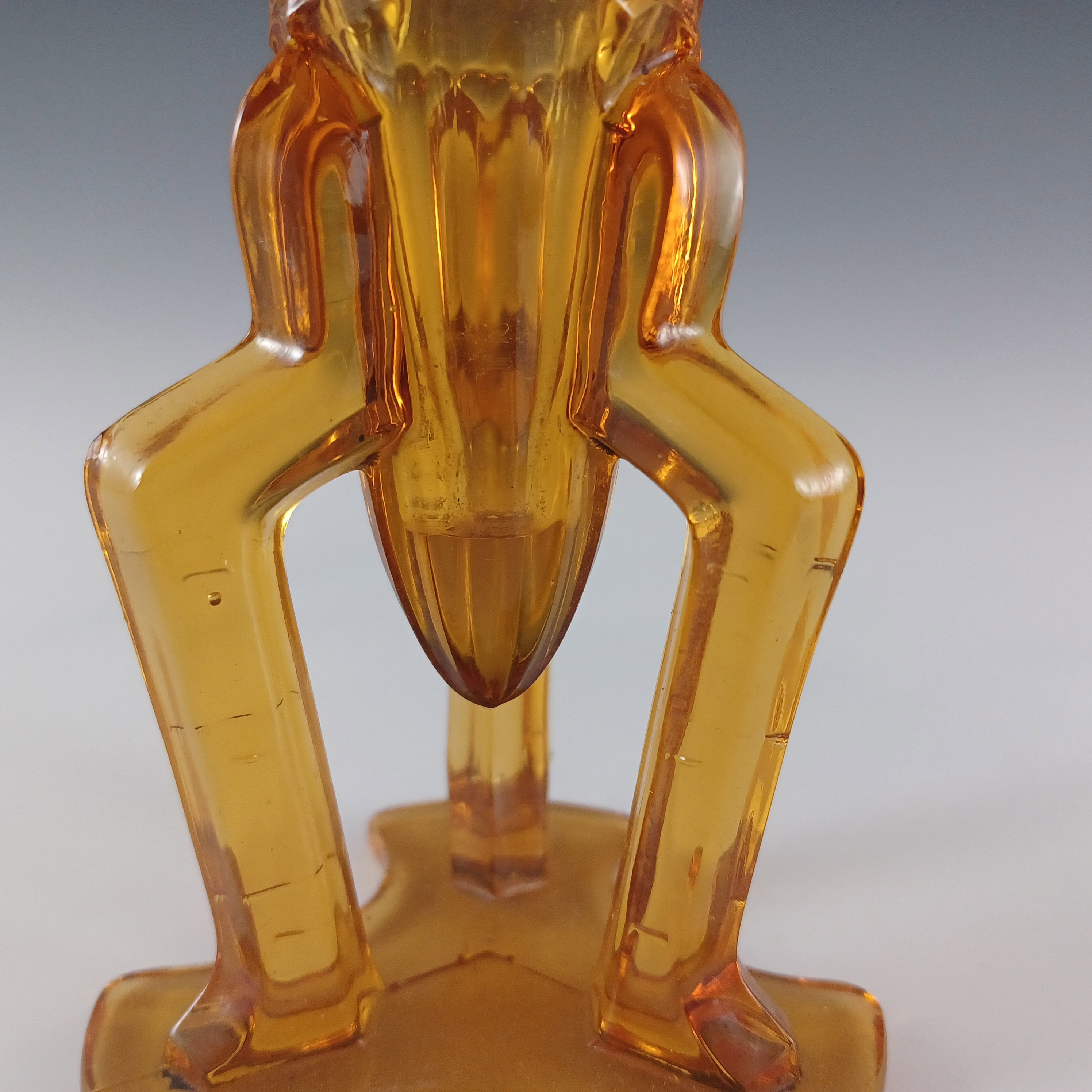 (image for) Czech Pair of Vintage Art Deco Amber Glass Rocket Vases - Click Image to Close