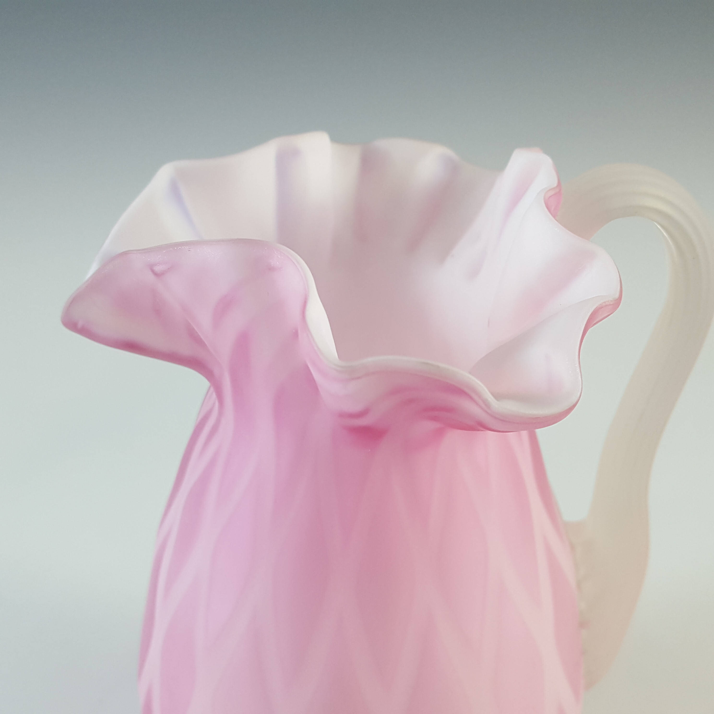 (image for) Victorian or Later Satin Air Trap Pink & White Glass Vase - Click Image to Close