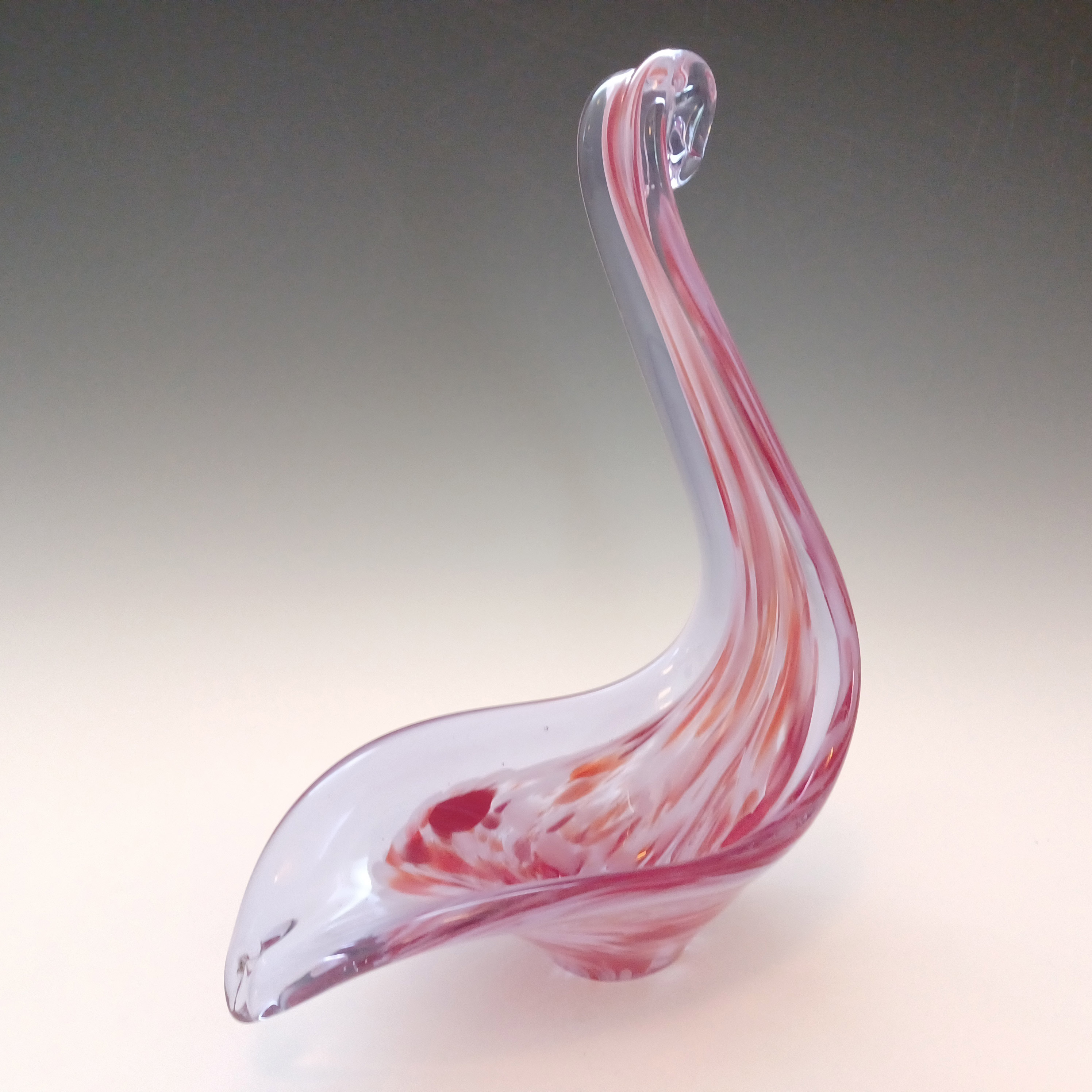 Viartec Murano Style Neodymium Vintage Spanish Glass Swan Sculpture - Click Image to Close