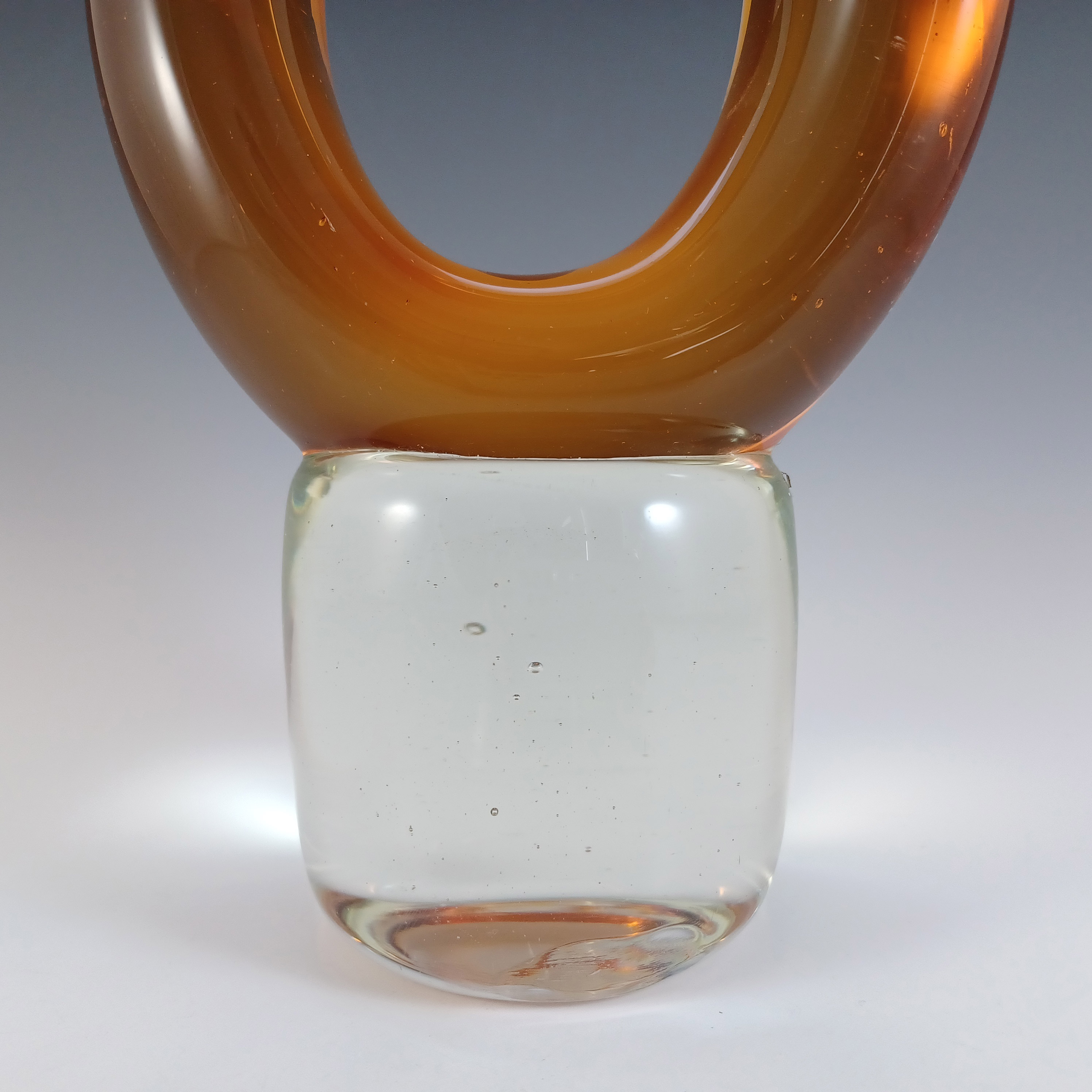 (image for) Murano Style Chinese Large Amber & Clear Glass Abstract Sculpture - Click Image to Close