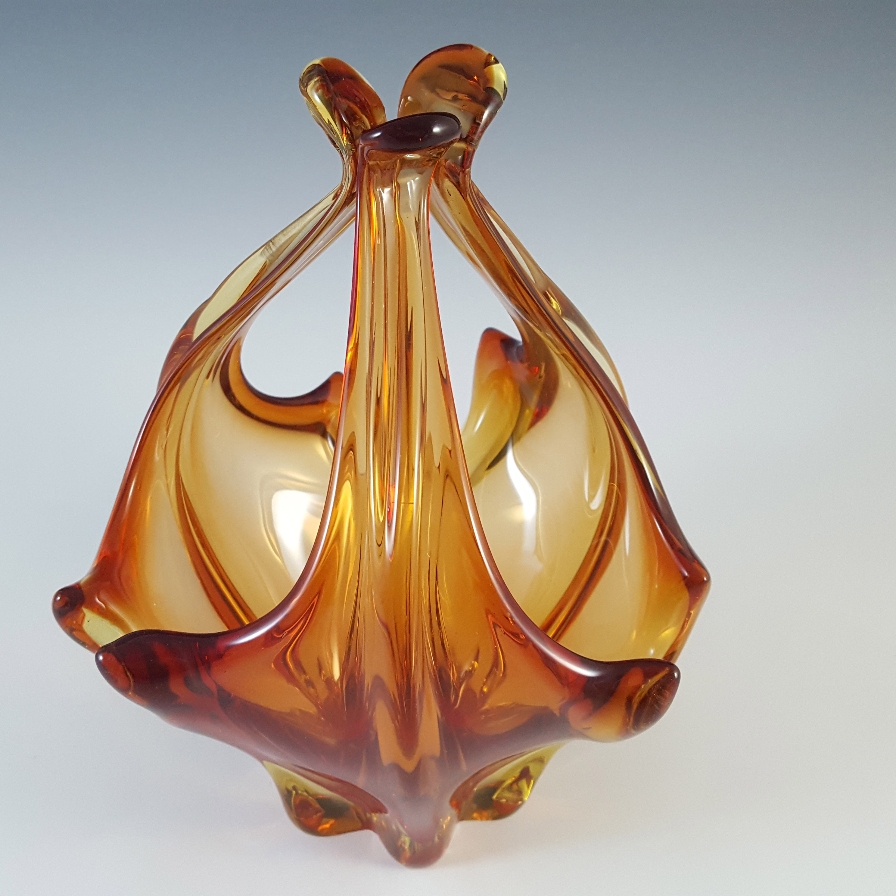 Cristallo Venezia CCC Murano Red & Amber Sommerso Glass Bowl - Click Image to Close