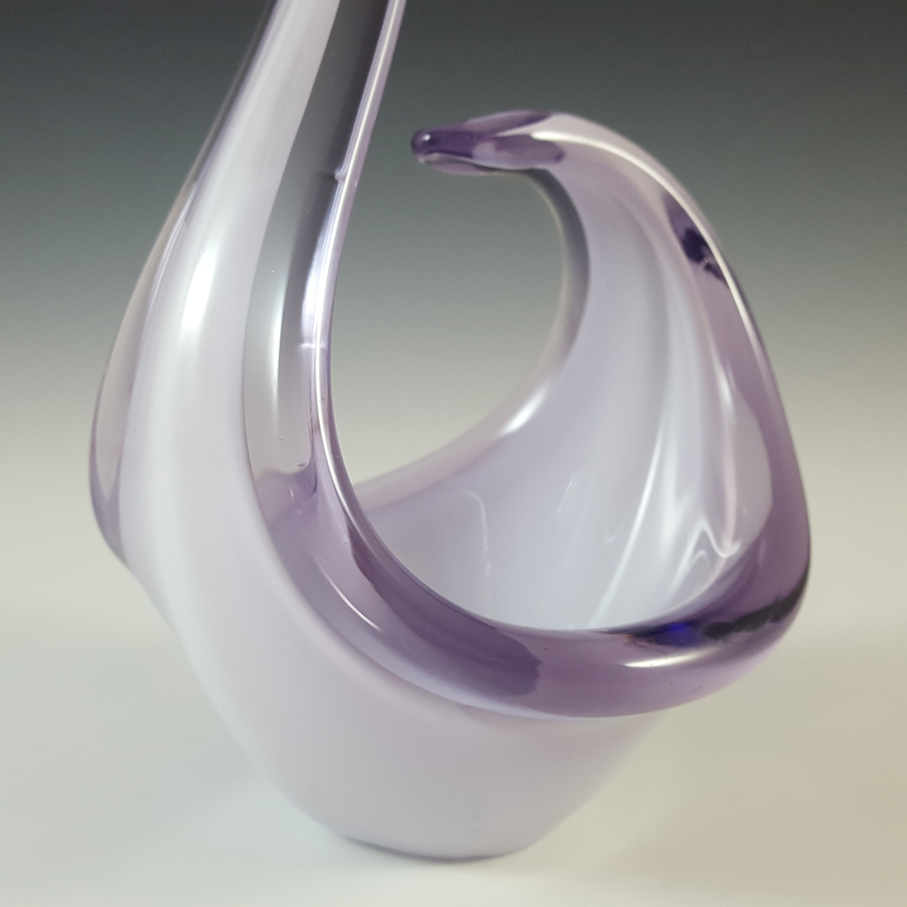 Murano Style Spanish Lilac Glass 1970's Sculpture Bowl - Click Image to Close