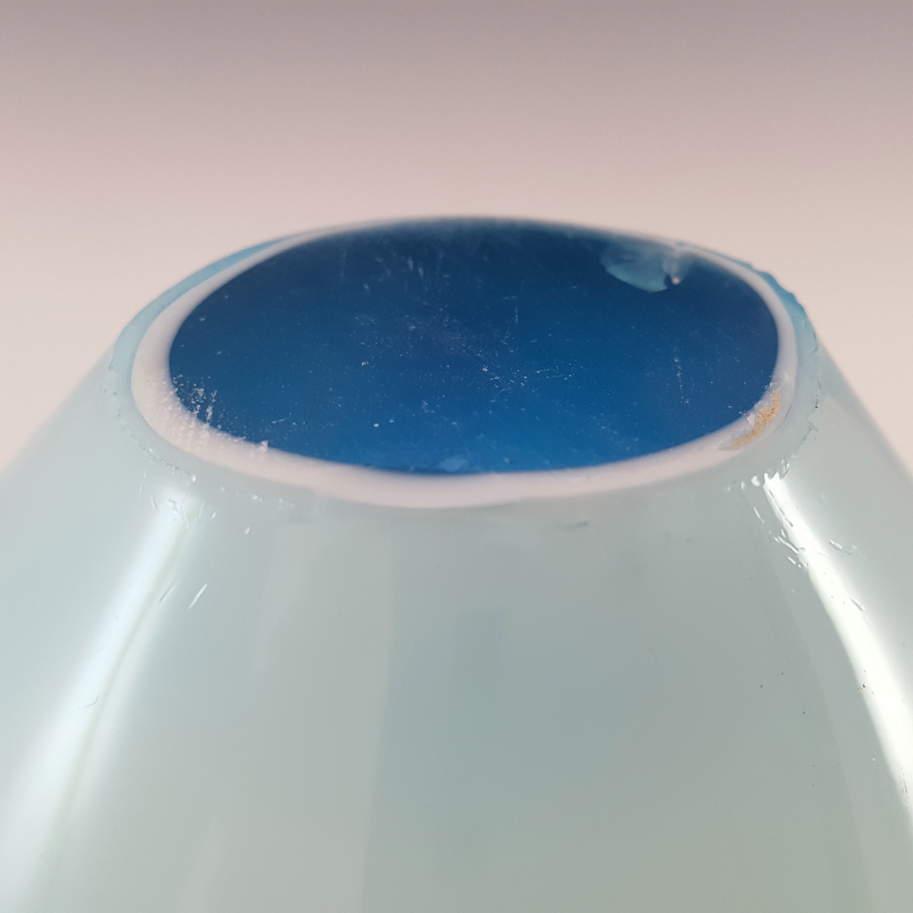 P. Carrasco Murano Style Blue Glass Vintage Sculpture Bowl - Click Image to Close