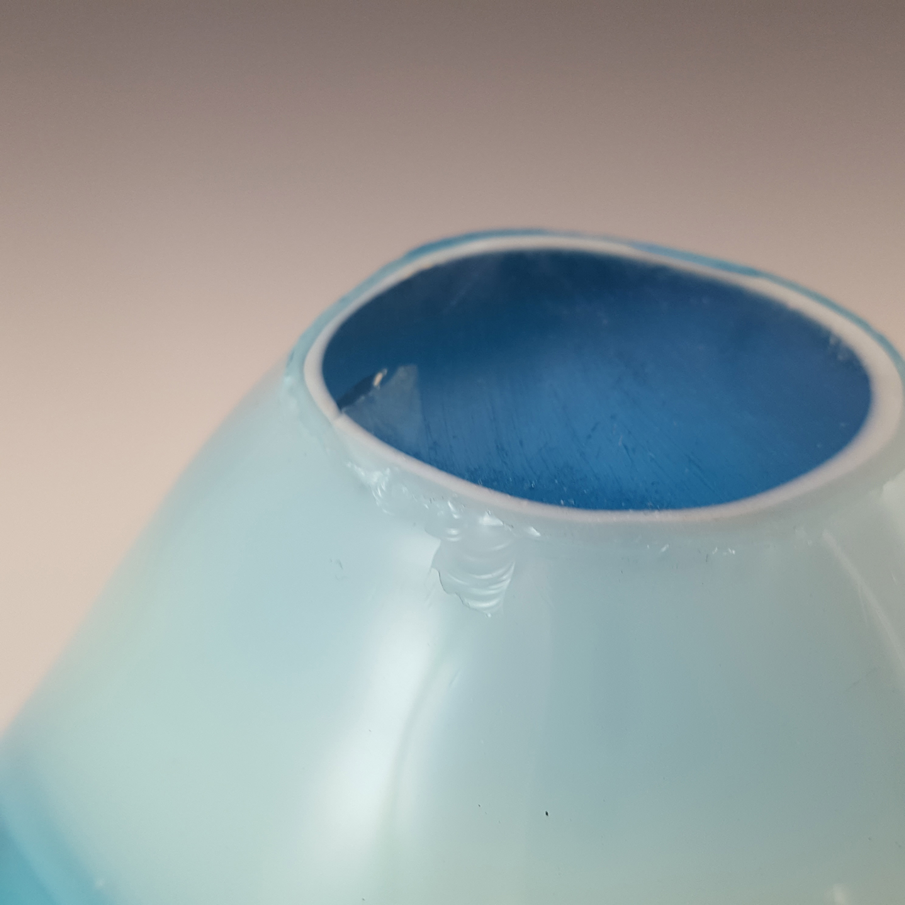 (image for) P. Carrasco Murano Style Blue Glass Vintage Sculpture Bowl - Click Image to Close