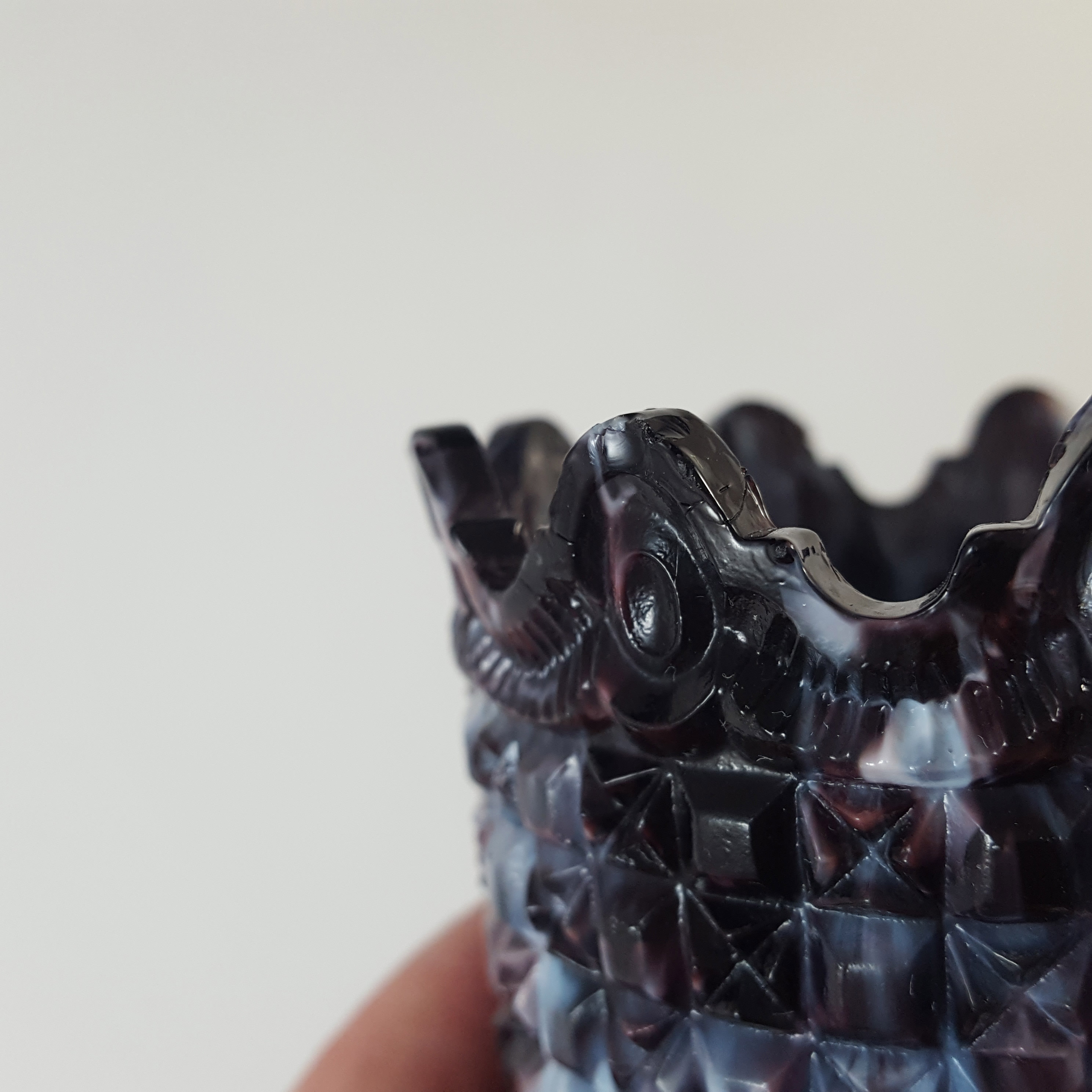 Sowerby #1154½ Victorian Purple Malachite / Slag Glass Spill Vase - Click Image to Close