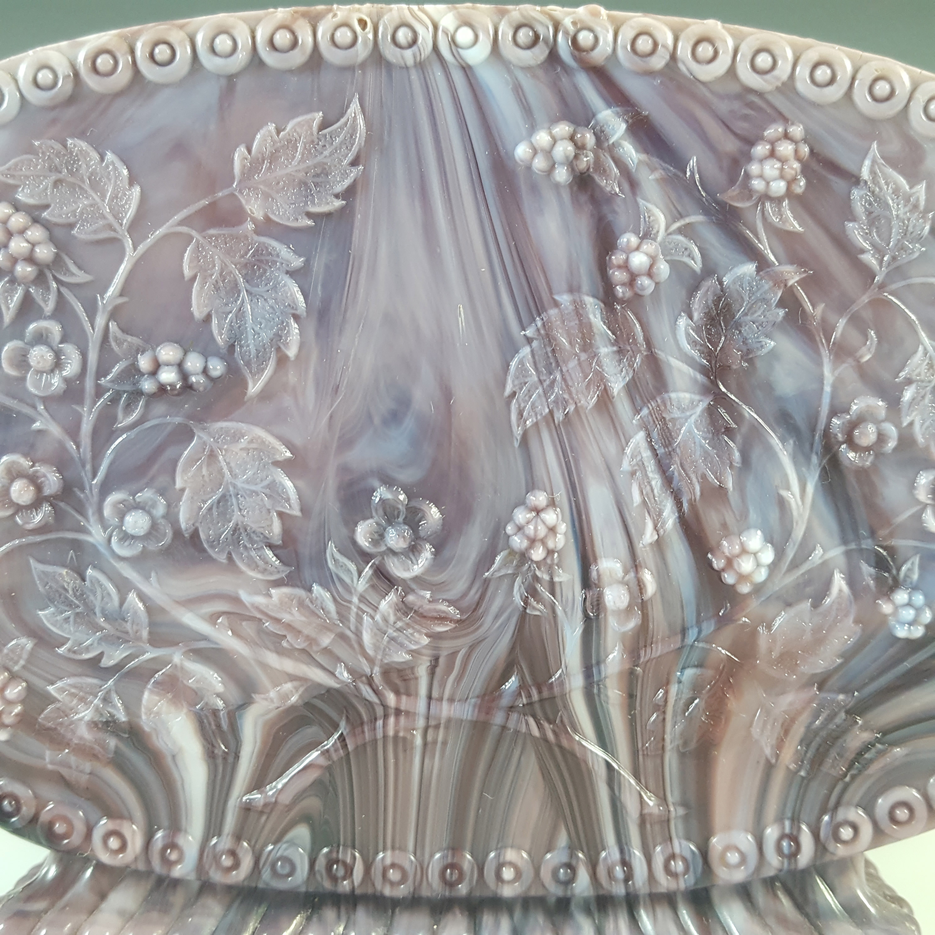 (image for) Victorian Purple Malachite / Slag Glass Spill Vase / Bowl - Click Image to Close