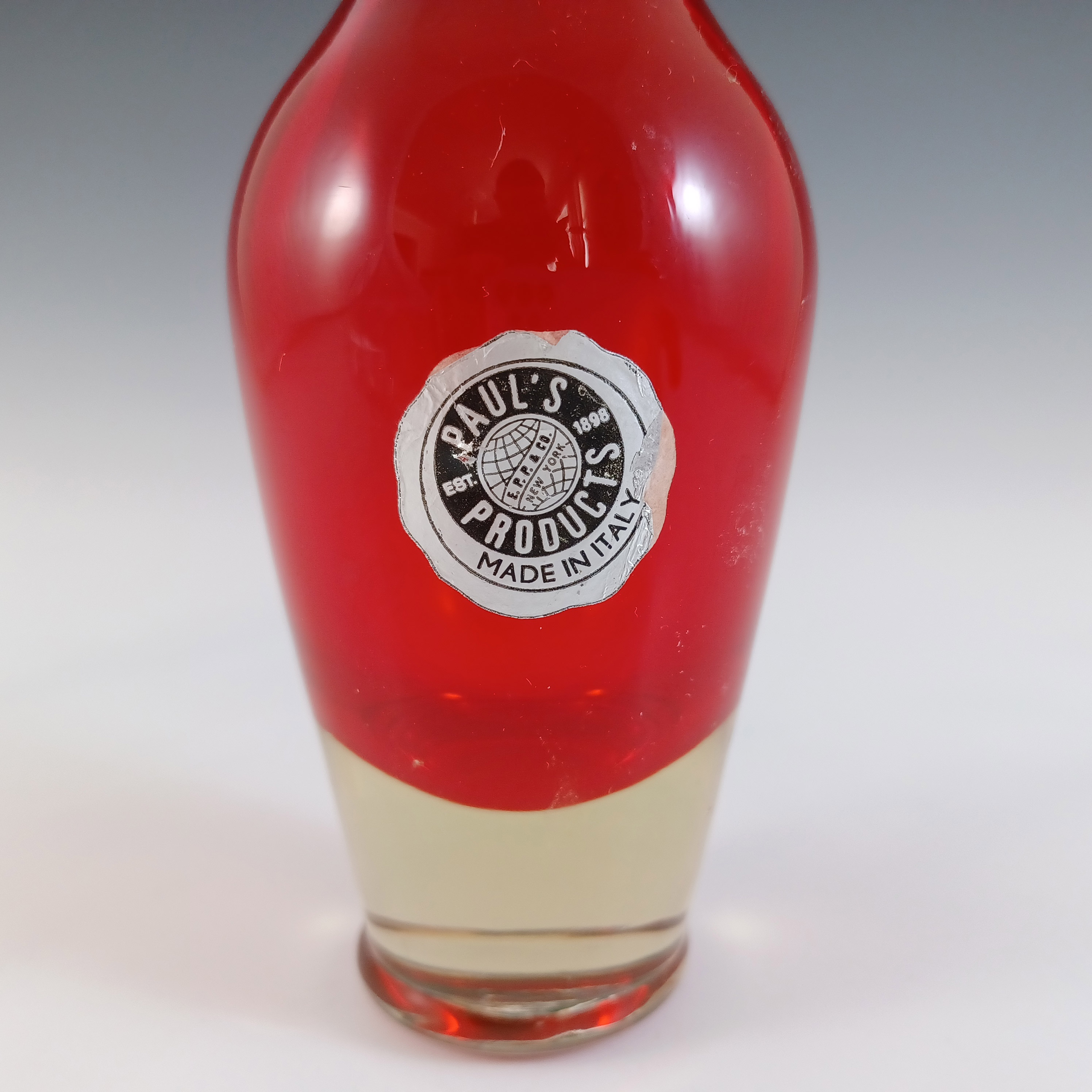 Murano / Venetian Sommerso Red & Uranium Glass Vintage Stem Vase - Click Image to Close