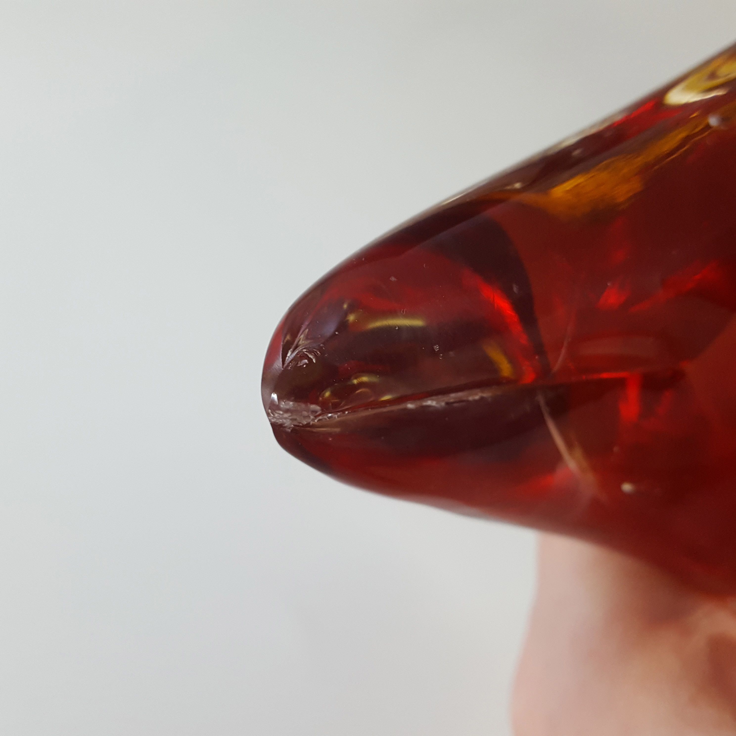 (image for) Aldo Bon Large Murano Red & Amber Sommerso Glass Fish Sculpture - Click Image to Close