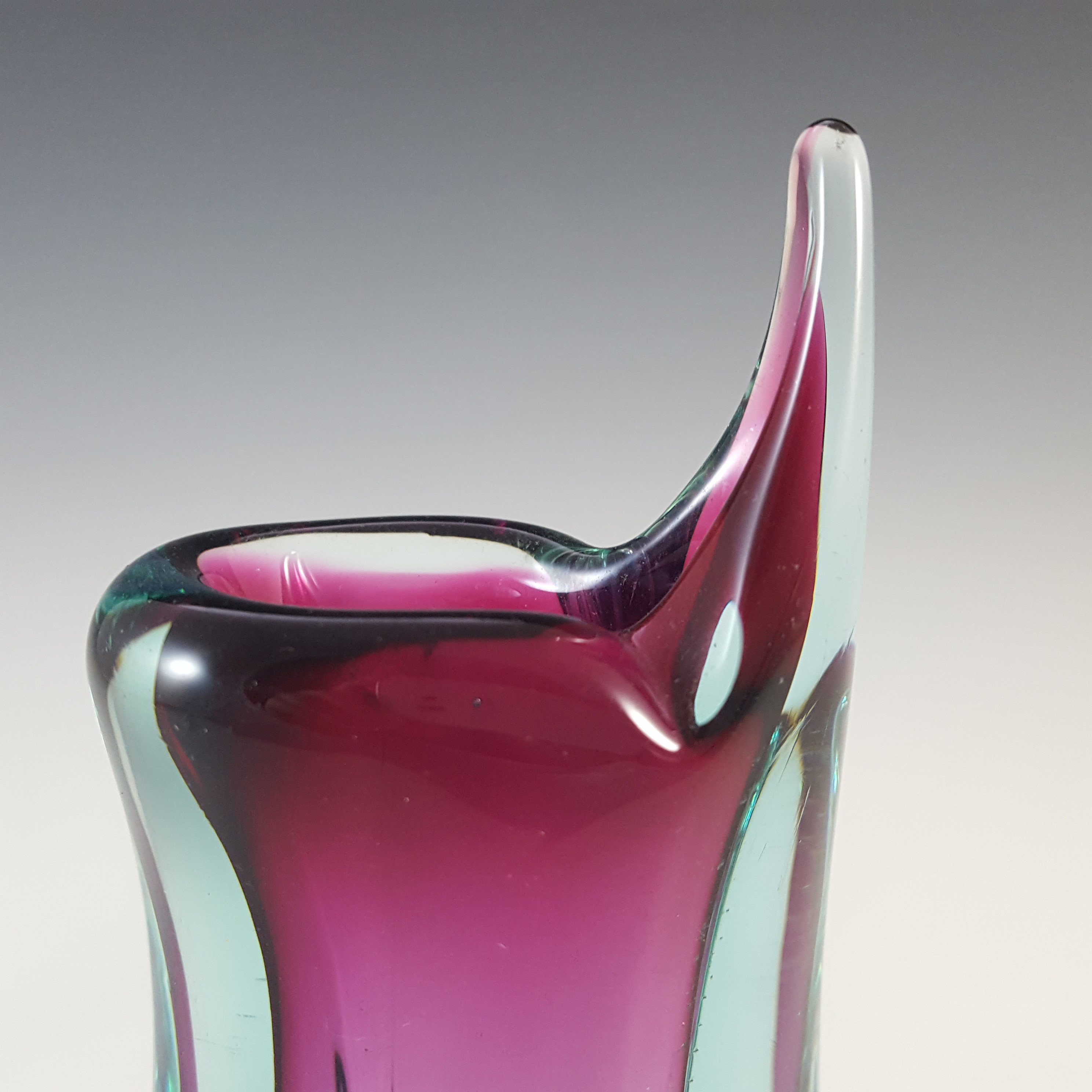 (image for) Murano Italian Purple & Blue Sommerso Glass Vintage Vase - Click Image to Close