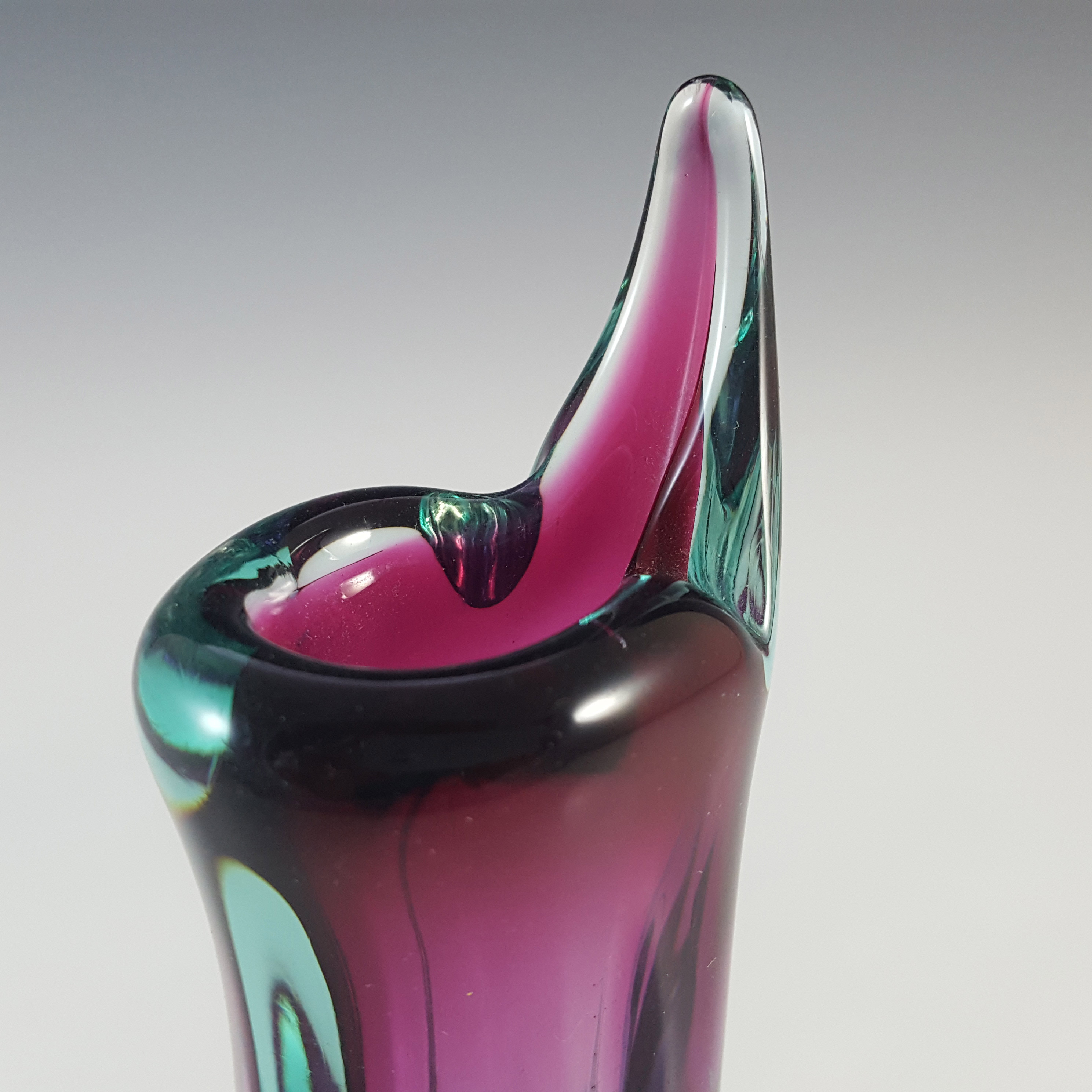 Murano Italian Purple & Blue Sommerso Glass Vintage Vase - Click Image to Close