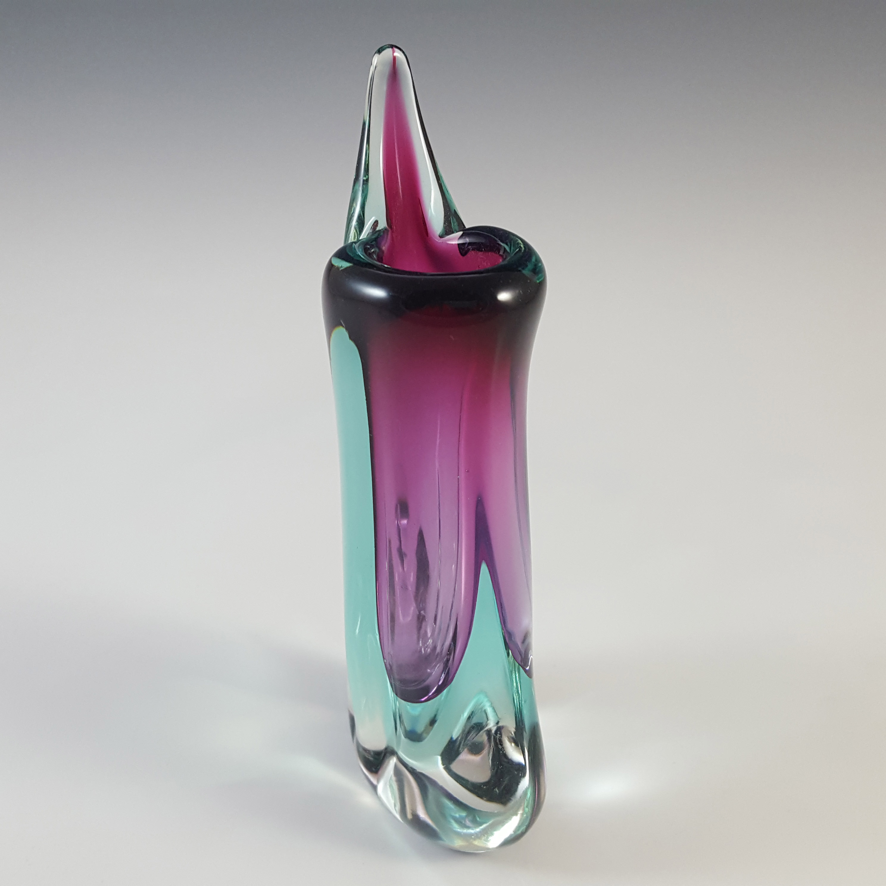 (image for) Murano Italian Purple & Blue Sommerso Glass Vintage Vase - Click Image to Close