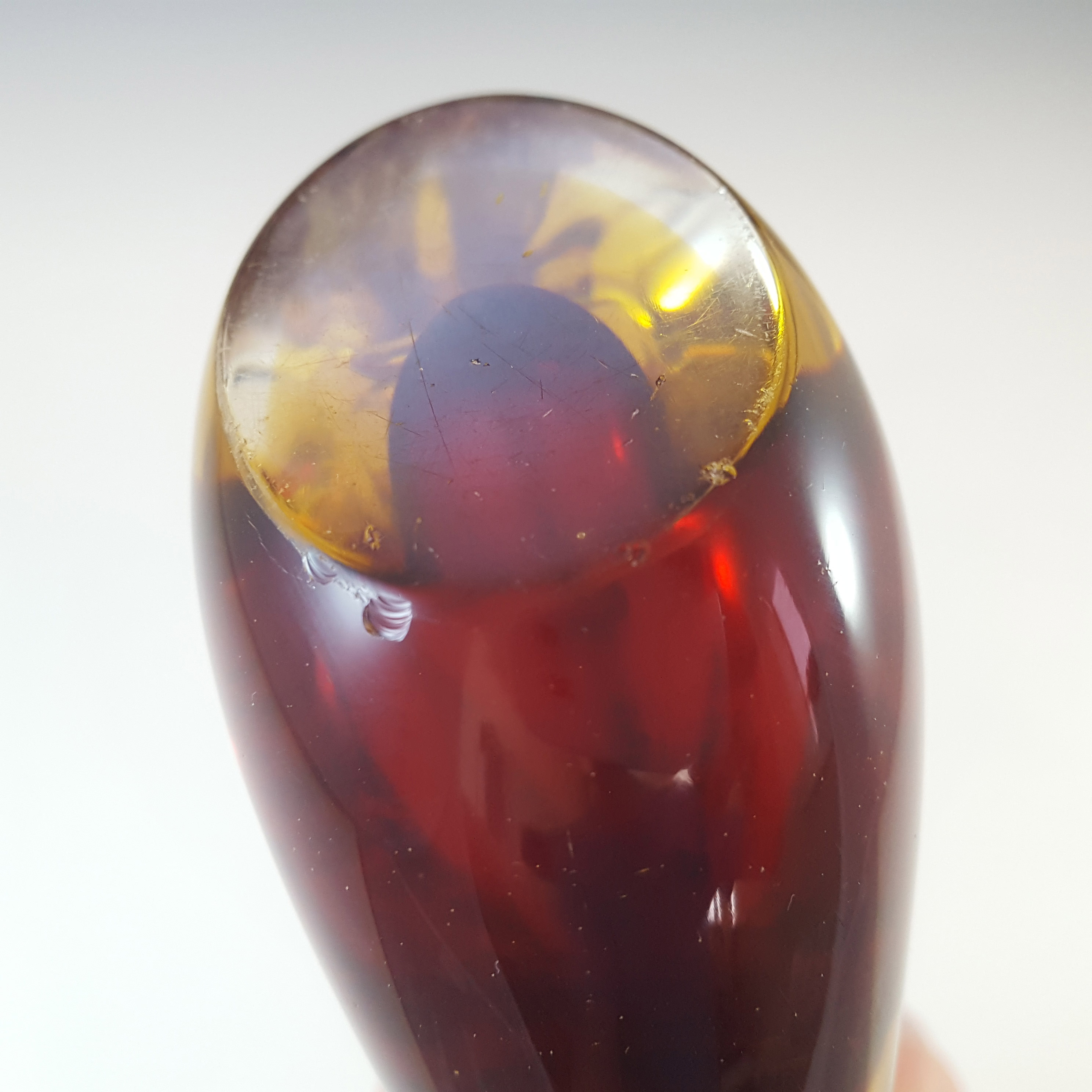 Murano / Venetian Brown & Amber Sommerso Glass Vase - Click Image to Close