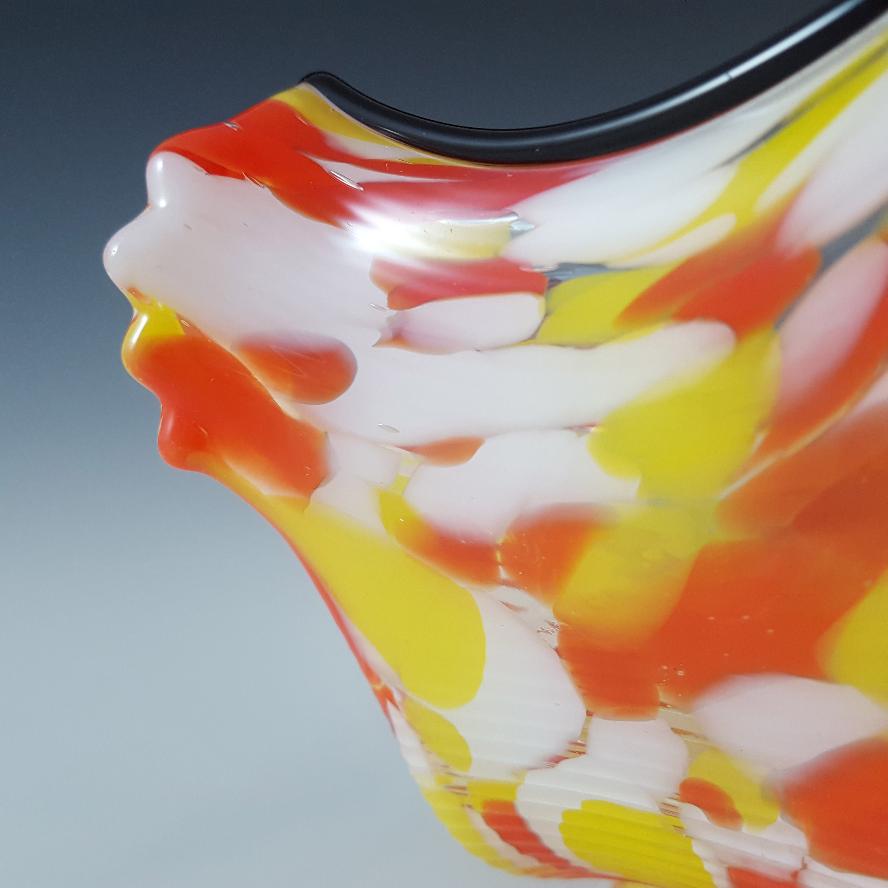 (image for) Welz Czech Red & Yellow Spatter Glass Knuckle Vase / Bowl - Click Image to Close